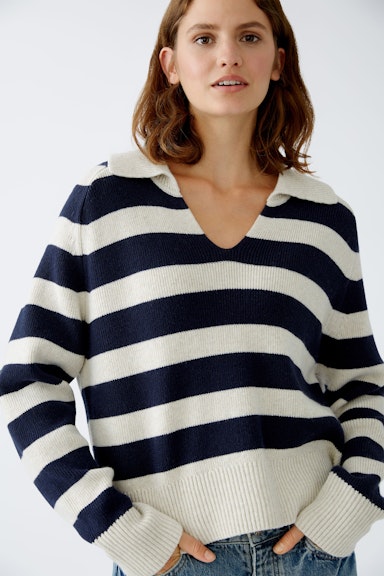 Bild 4 von Pullover Wolle - Modalmischung in white blue | Oui