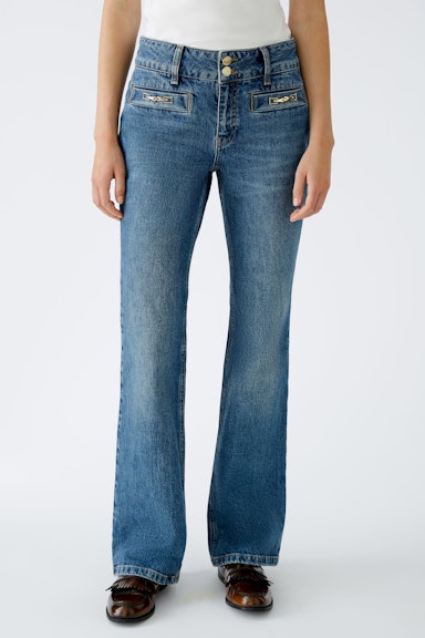 Bild 2 von Jeans THE FLARED mid rise, long in darkblue denim | Oui