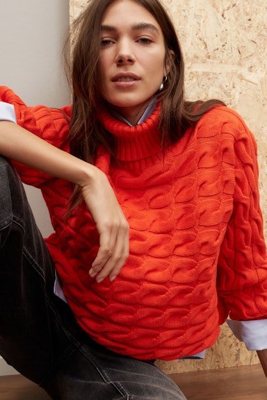 Bild 5 von Rollkragenpullover Baumwollmischung in cherry tomato | Oui