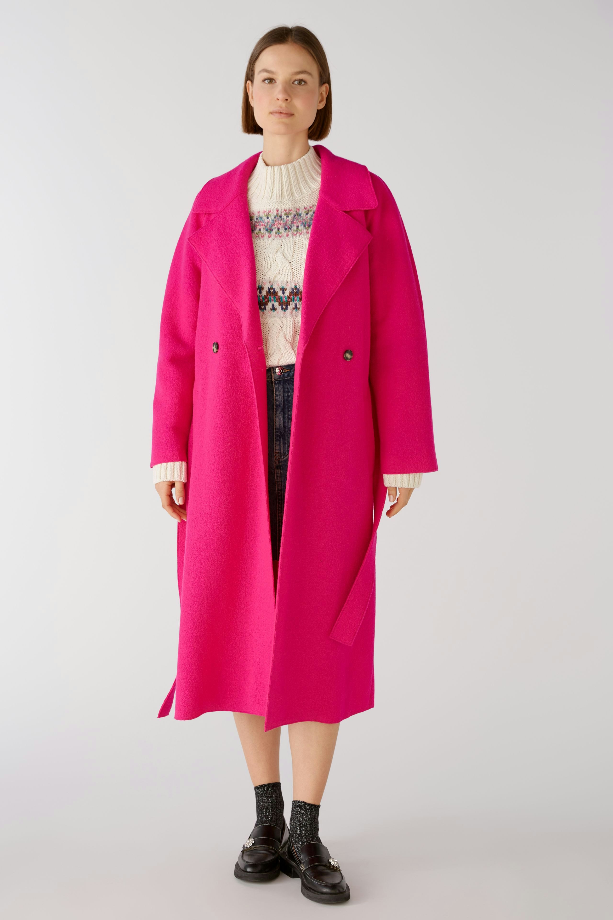 Bild 1 von Doppelreiher Mantel - dark pink in dark pink | Oui