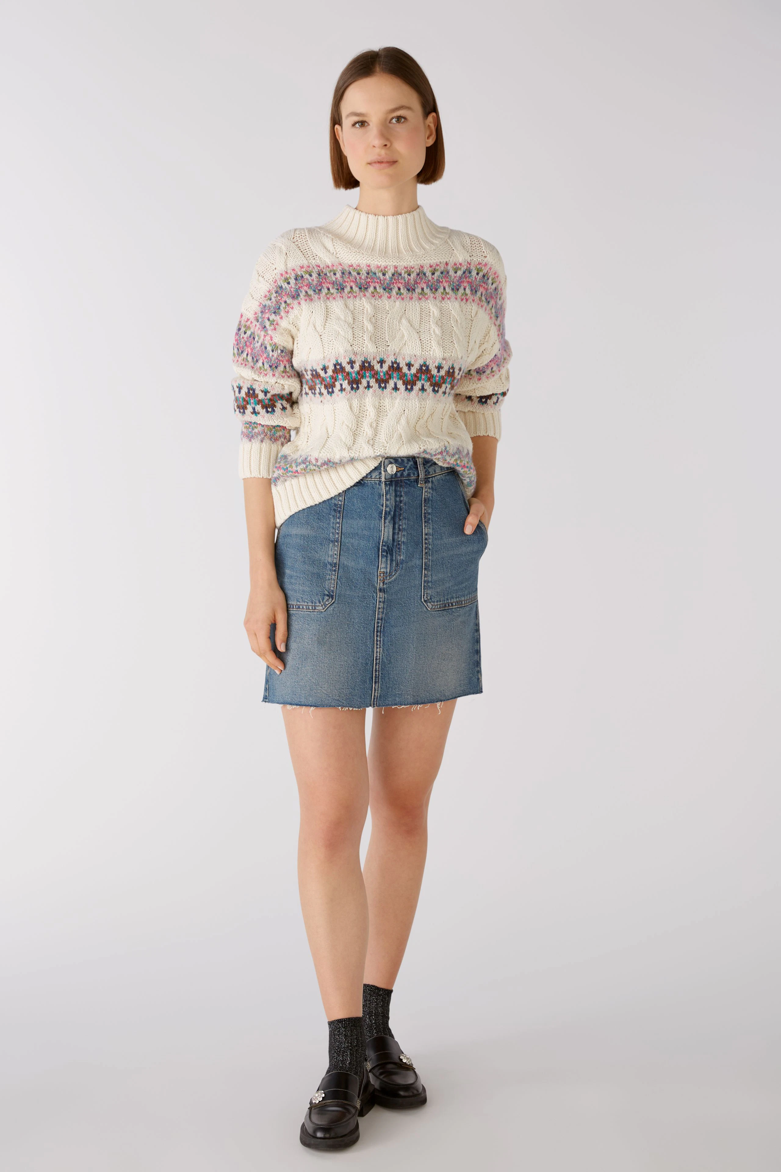 Image 2 of Mini skirt - darkblue denim in darkblue denim | Oui