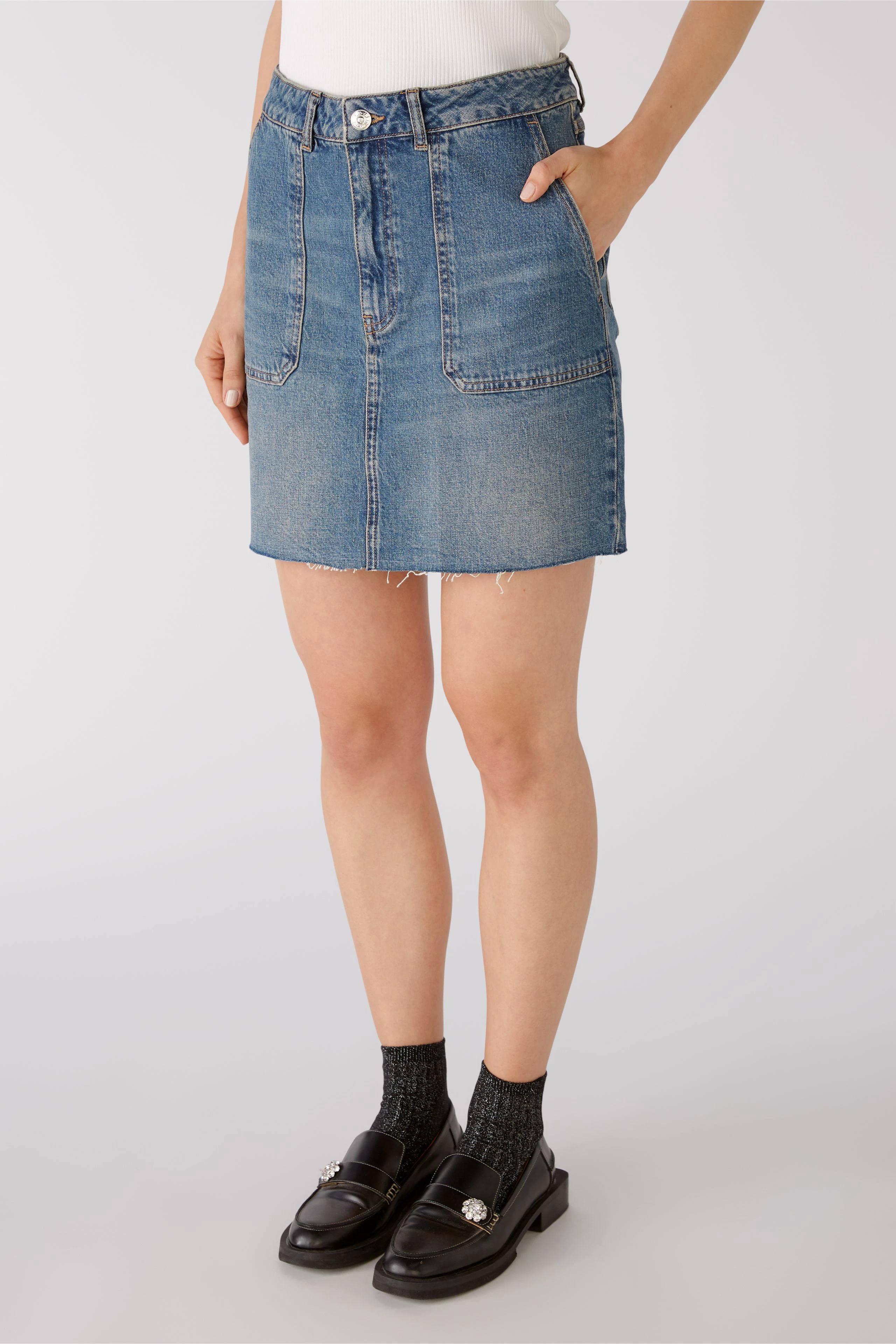 Image 3 of Mini skirt - darkblue denim in darkblue denim | Oui
