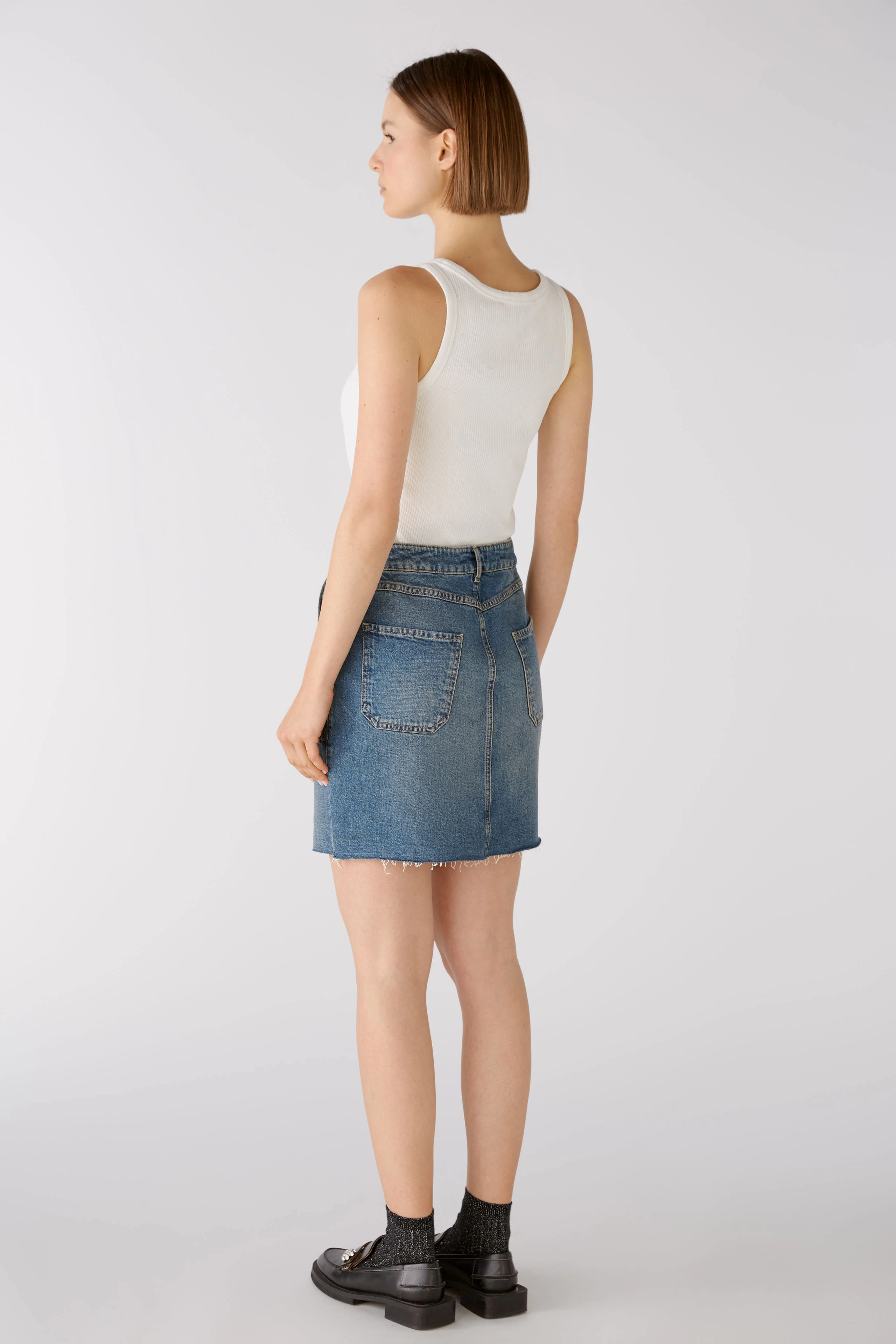 Image 4 of Mini skirt - darkblue denim in darkblue denim | Oui