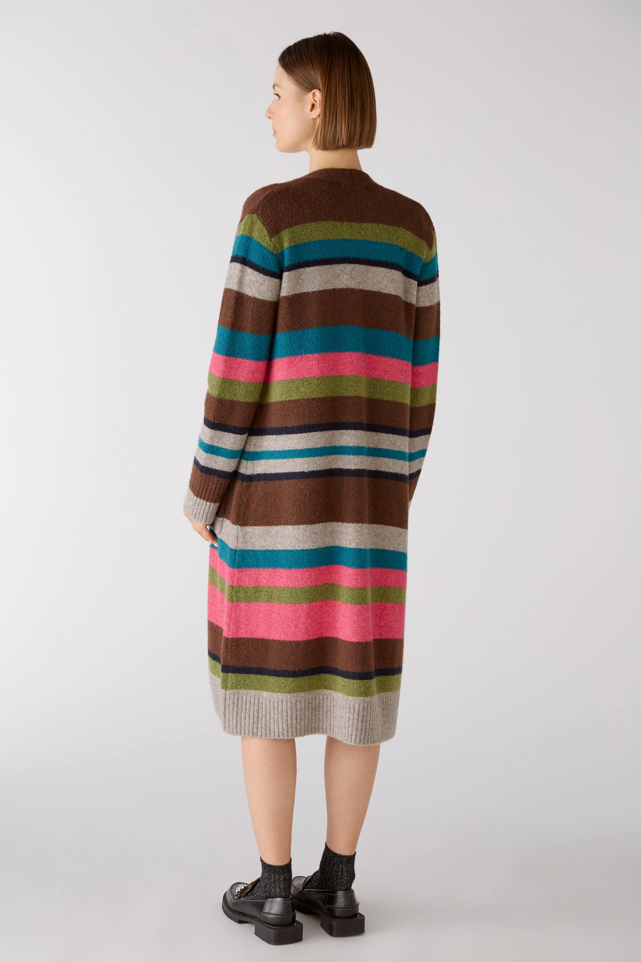 Image 3 of Knitted coat - green red in green red | Oui