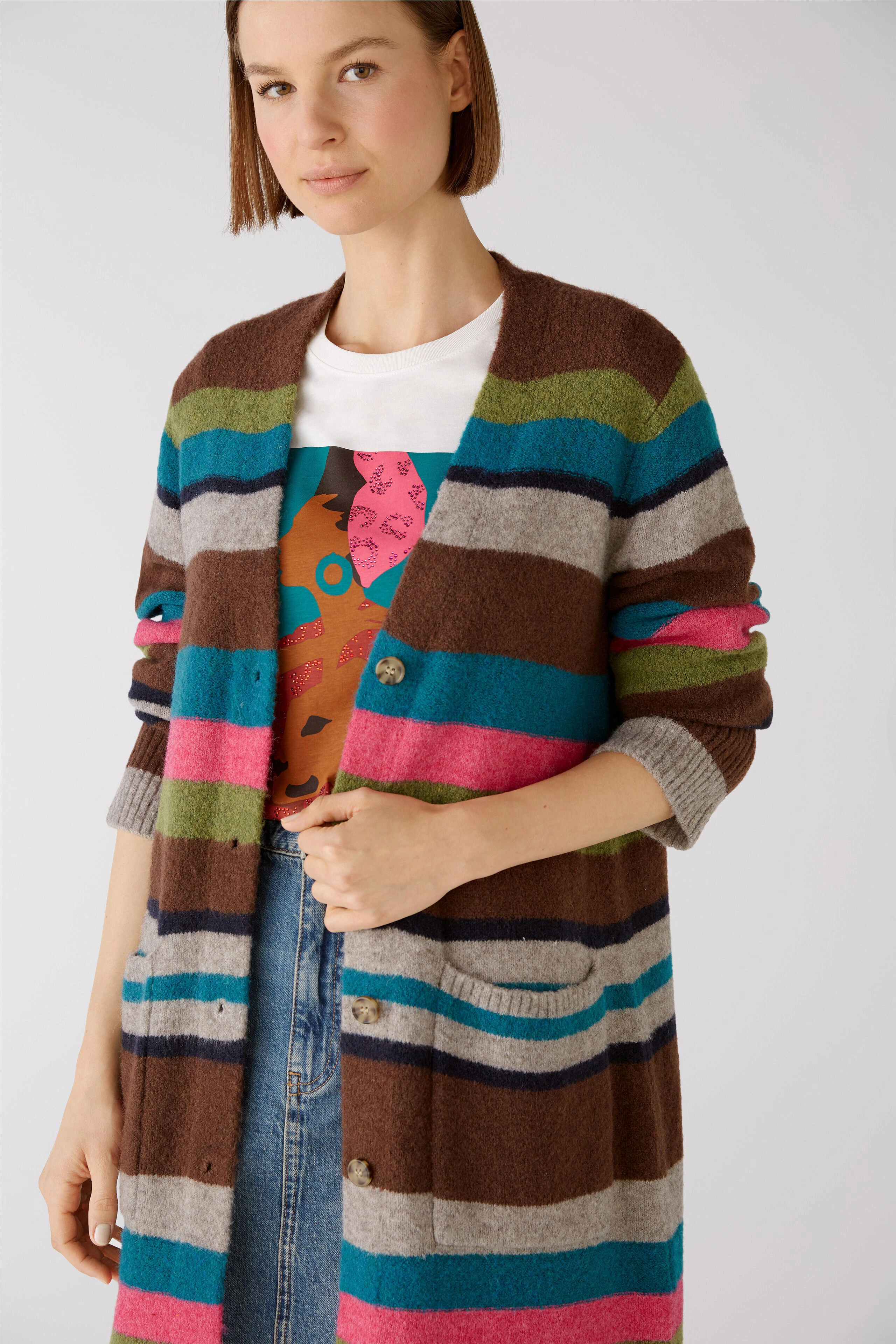 Image 5 of Knitted coat - green red in green red | Oui
