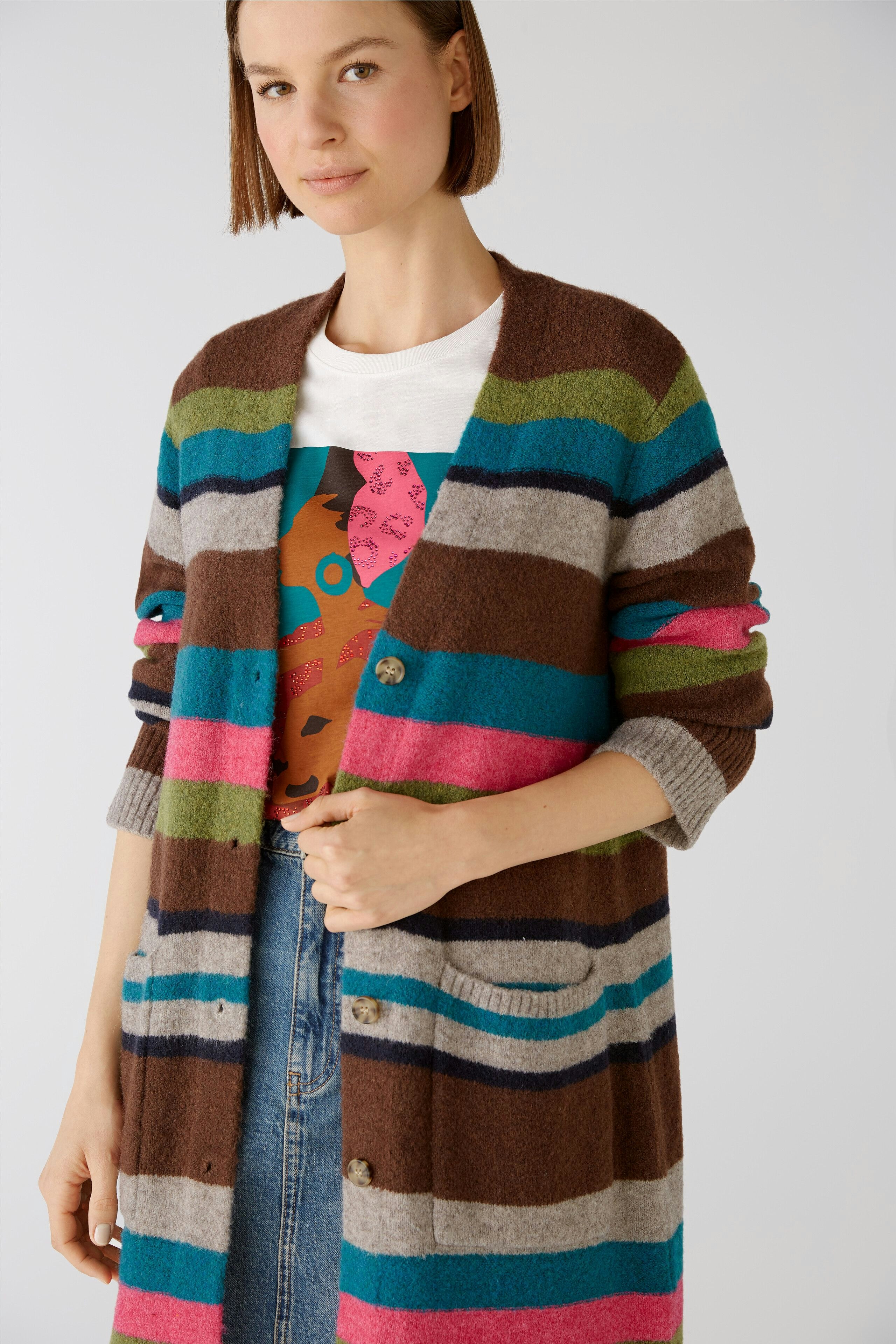 Bild 5 von Knitted coat - green red in green red | Oui