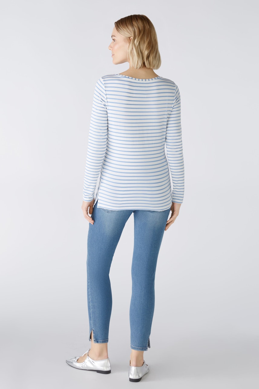 Bild 4 von SUMIKO Long-sleeved shirt - white blue in white blue | Oui