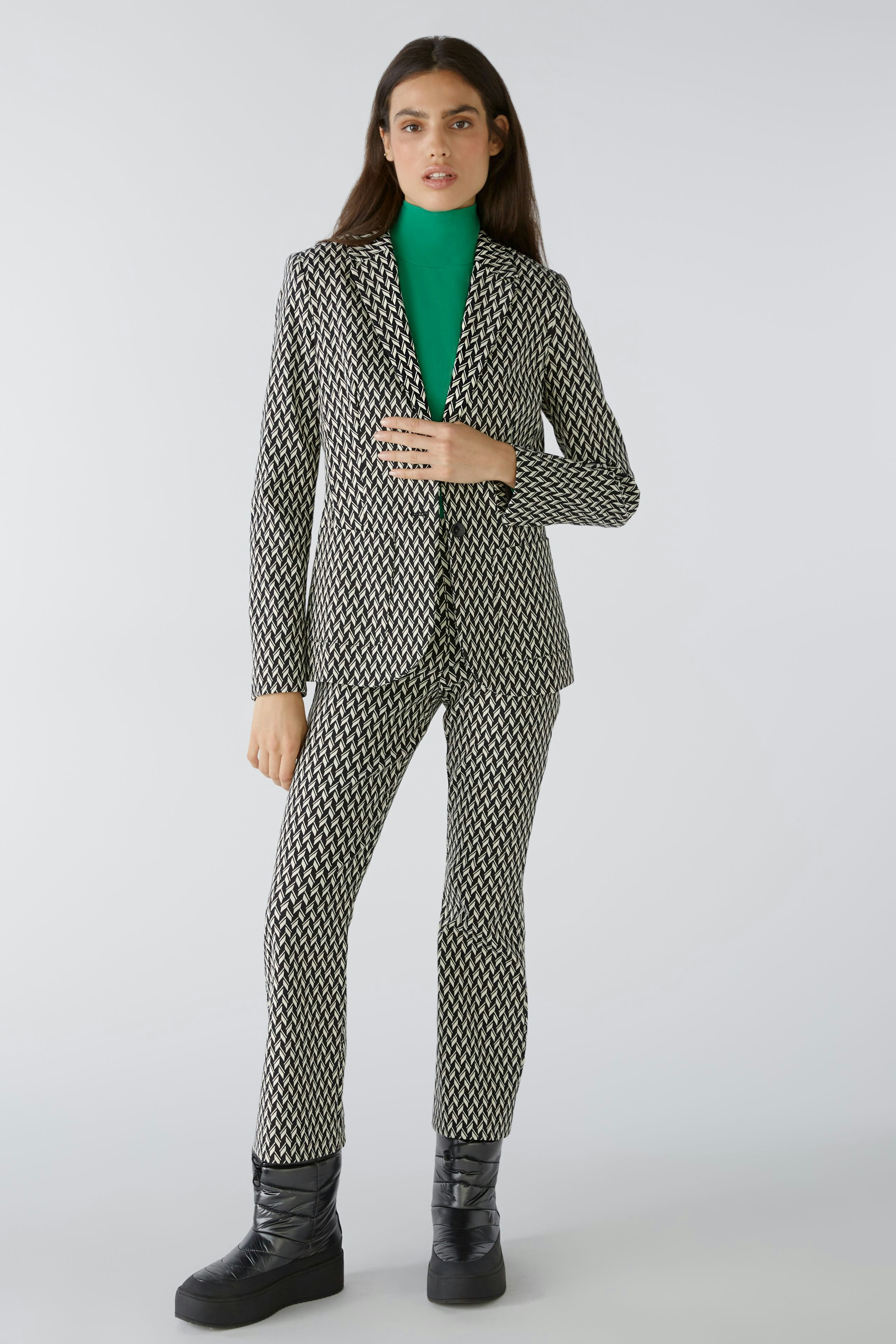 ジャケット O BIANI FW23 Houndstooth blazer (II872WO2179 90) Alberto Biani Houndstooth Blazer Jackets White/Black - Wanan