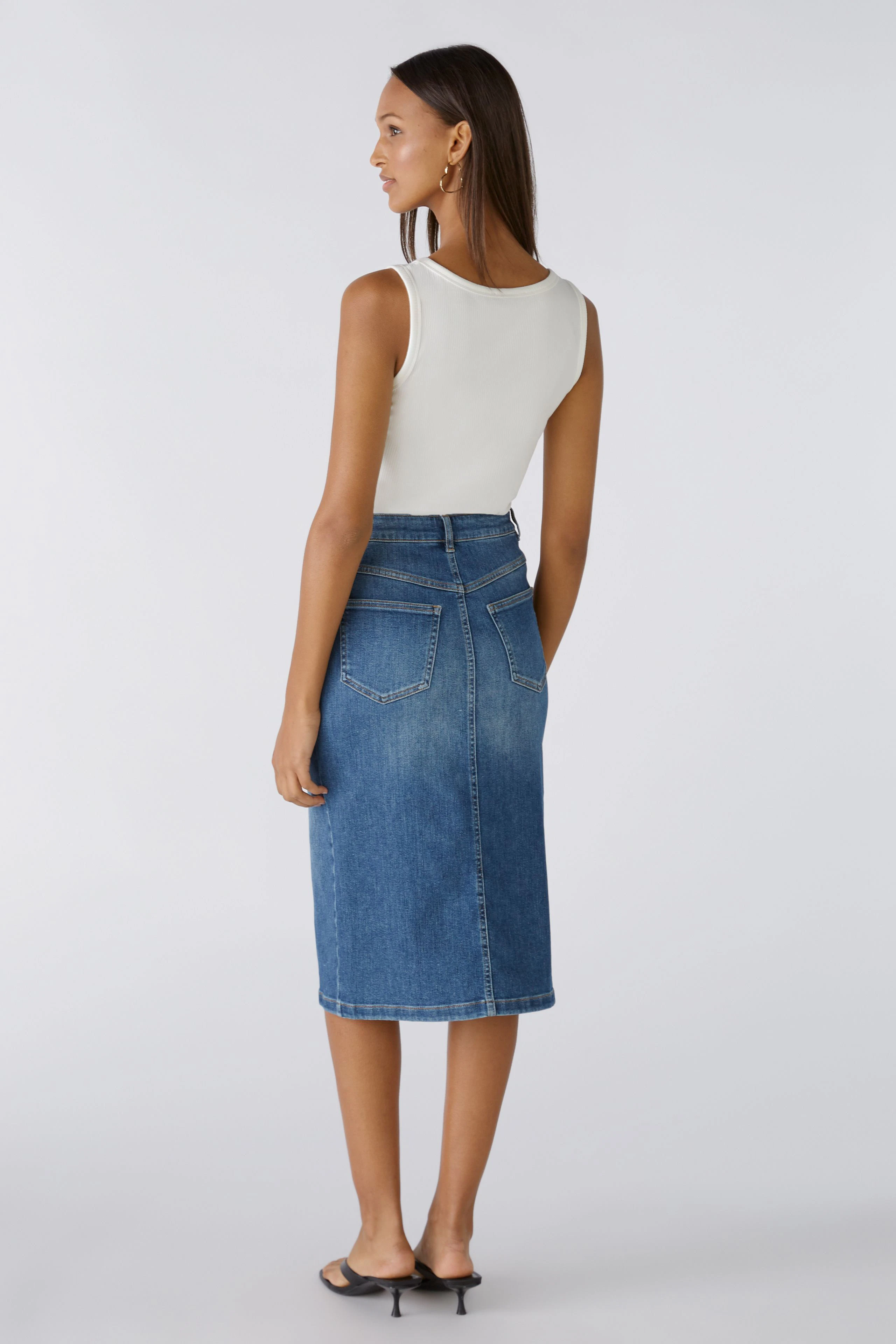 Image 3 of Denim skirt THE MIDI - darkblue denim in darkblue denim | Oui