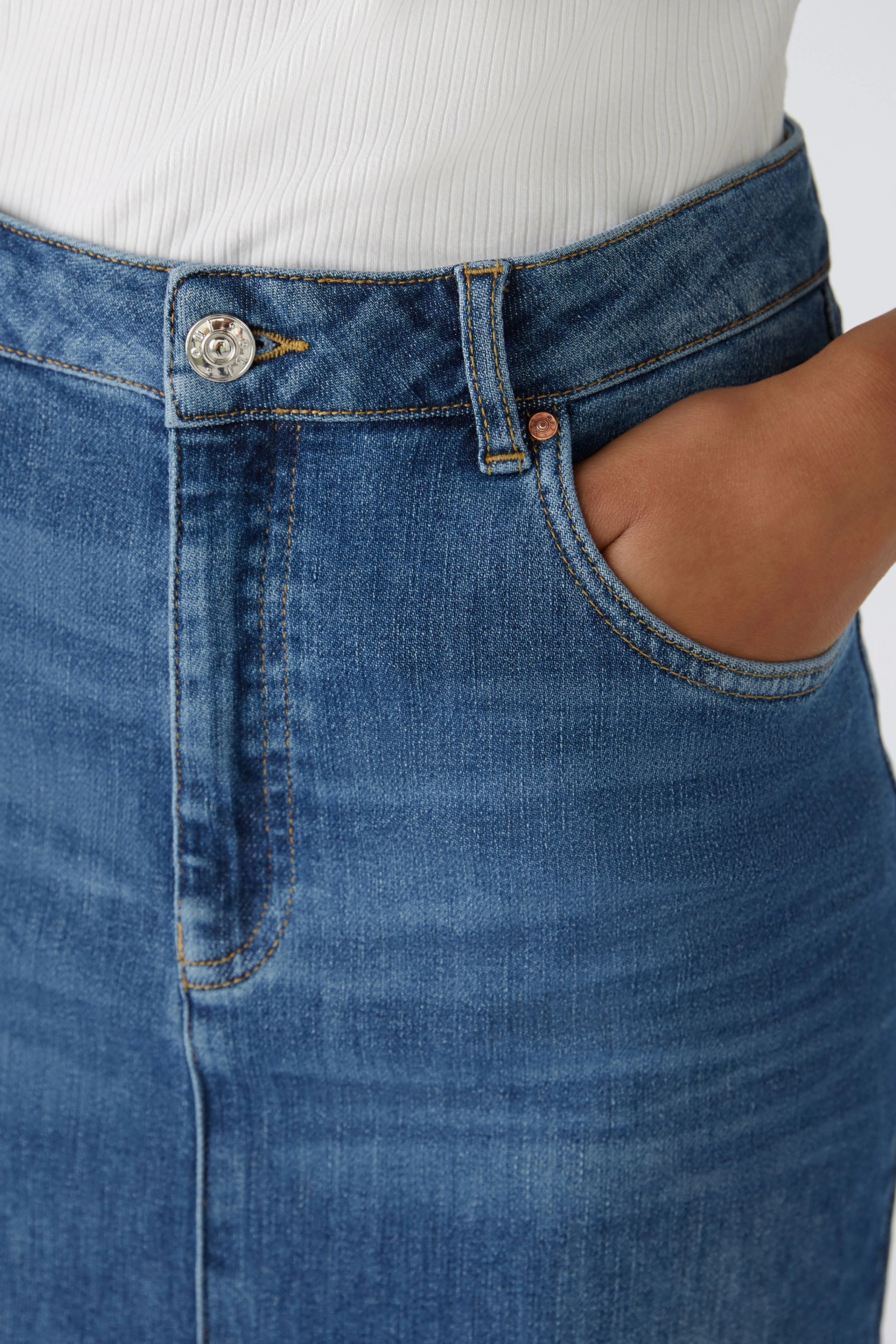 Image 4 of Denim skirt THE MIDI - darkblue denim in darkblue denim | Oui
