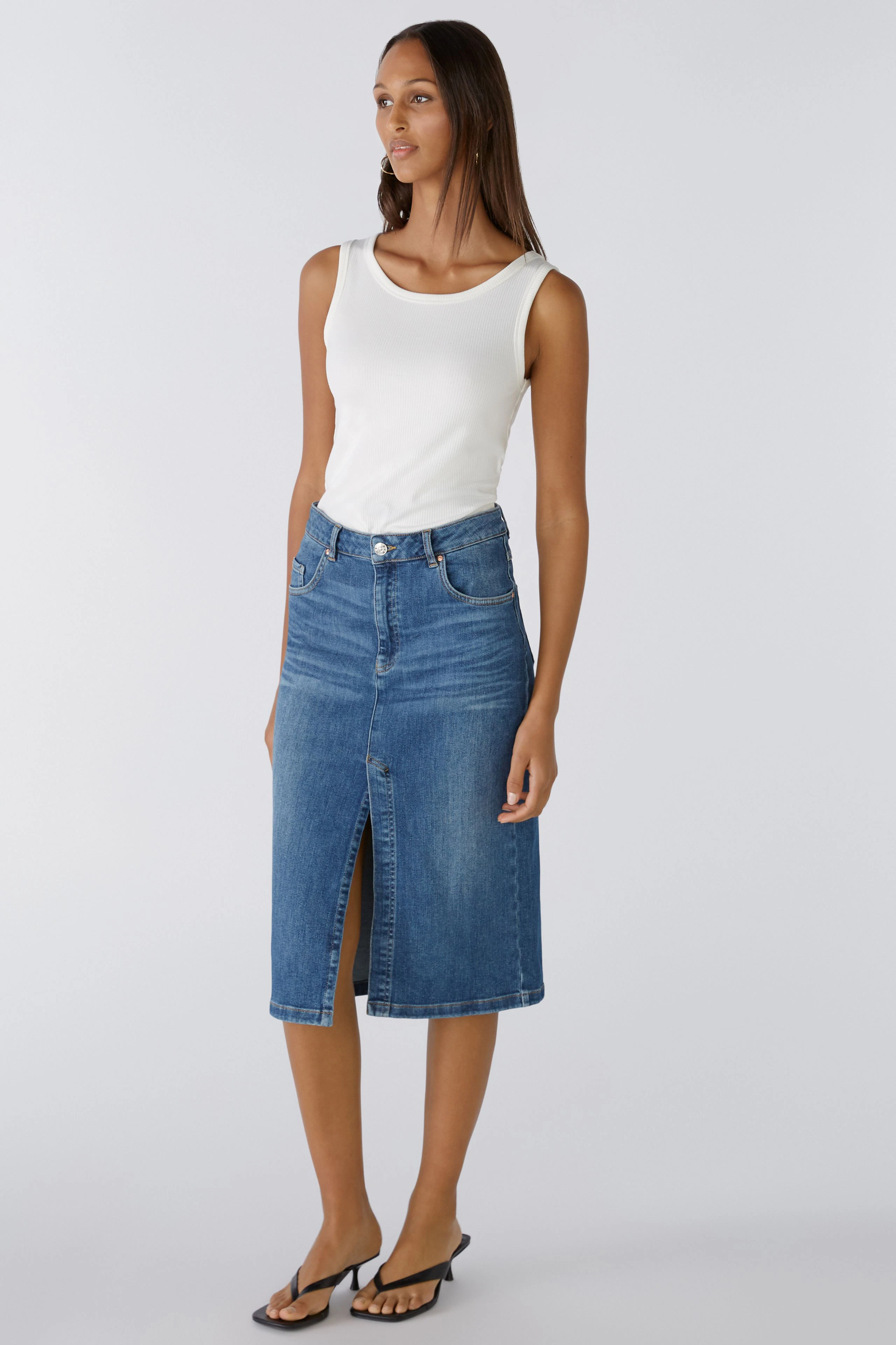 Image 5 of Denim skirt THE MIDI - darkblue denim in darkblue denim | Oui
