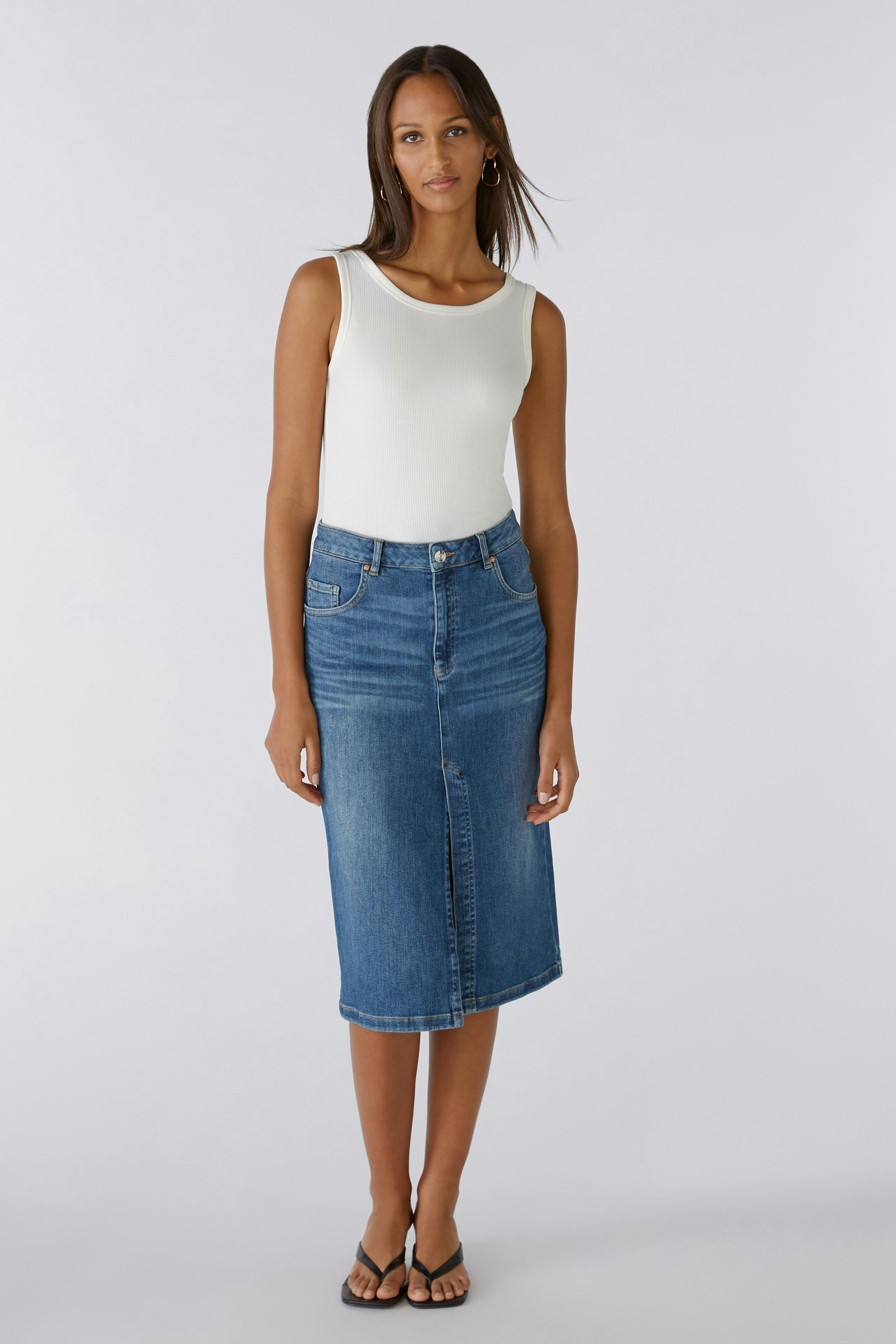 Denim skirt THE MIDI - darkblue denim