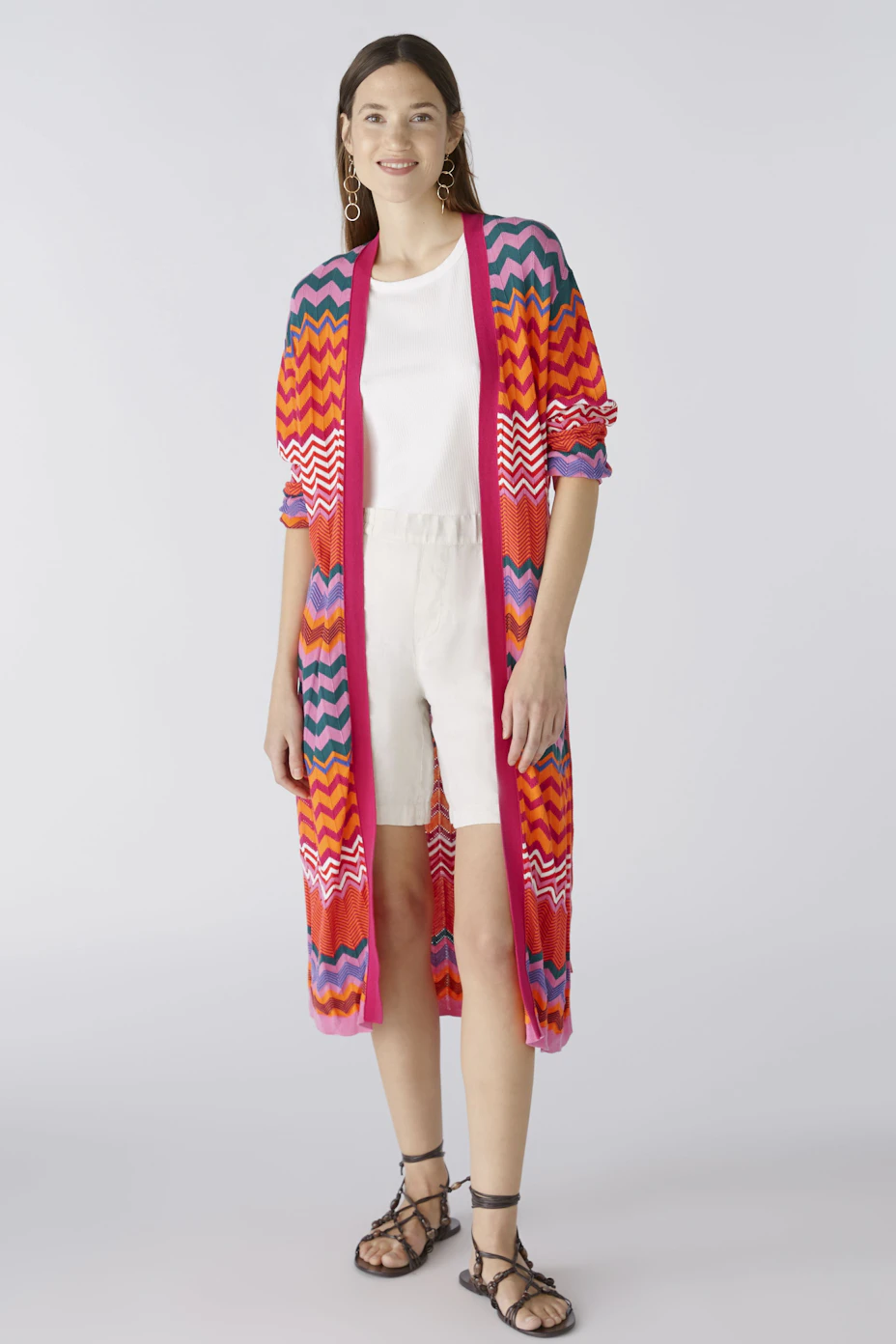 Knitted coat - pink orange