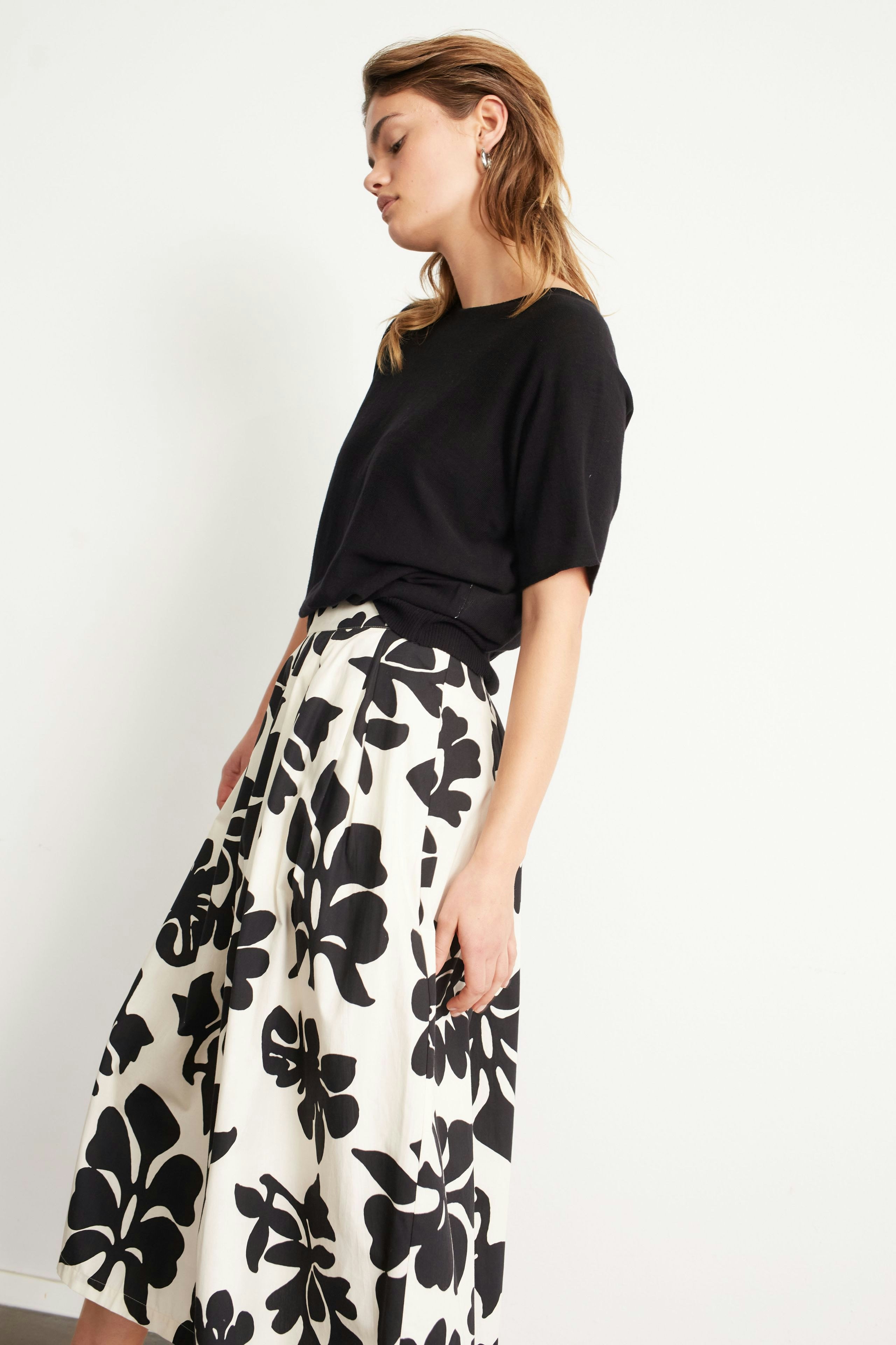 Midi skirt - offwhite black