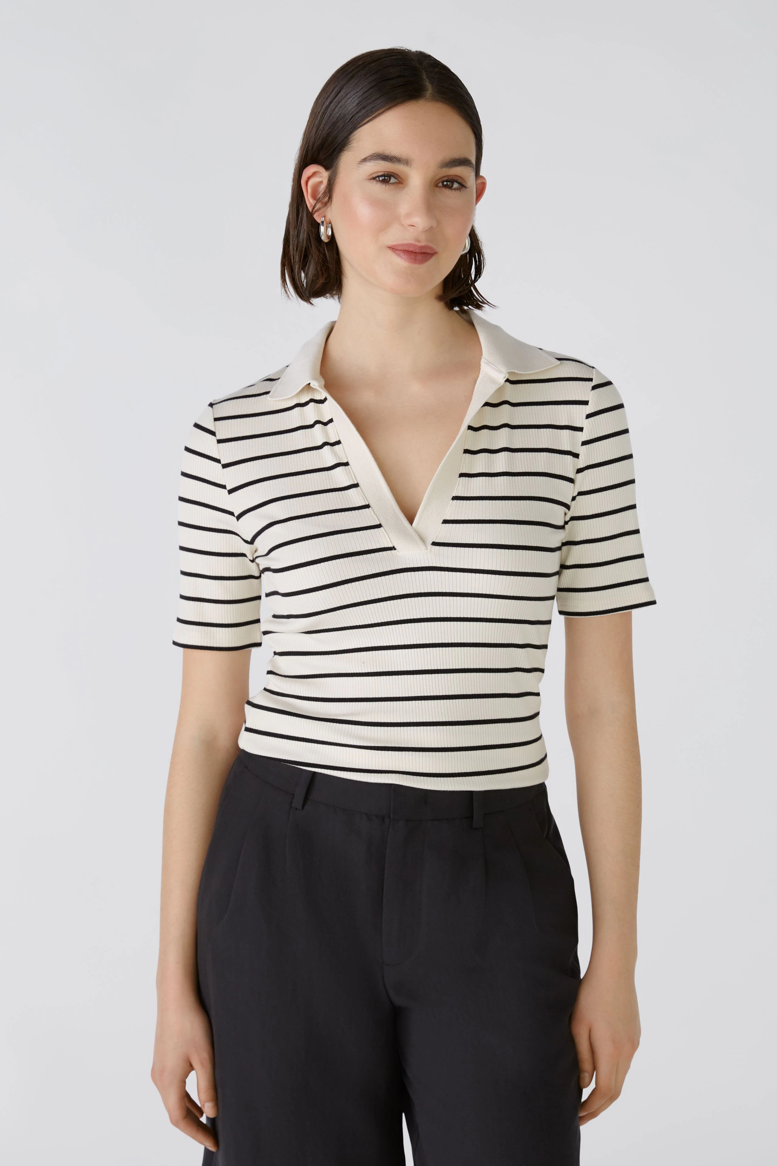 Image 2 of Polo shirt - offwhite black in offwhite black | Oui