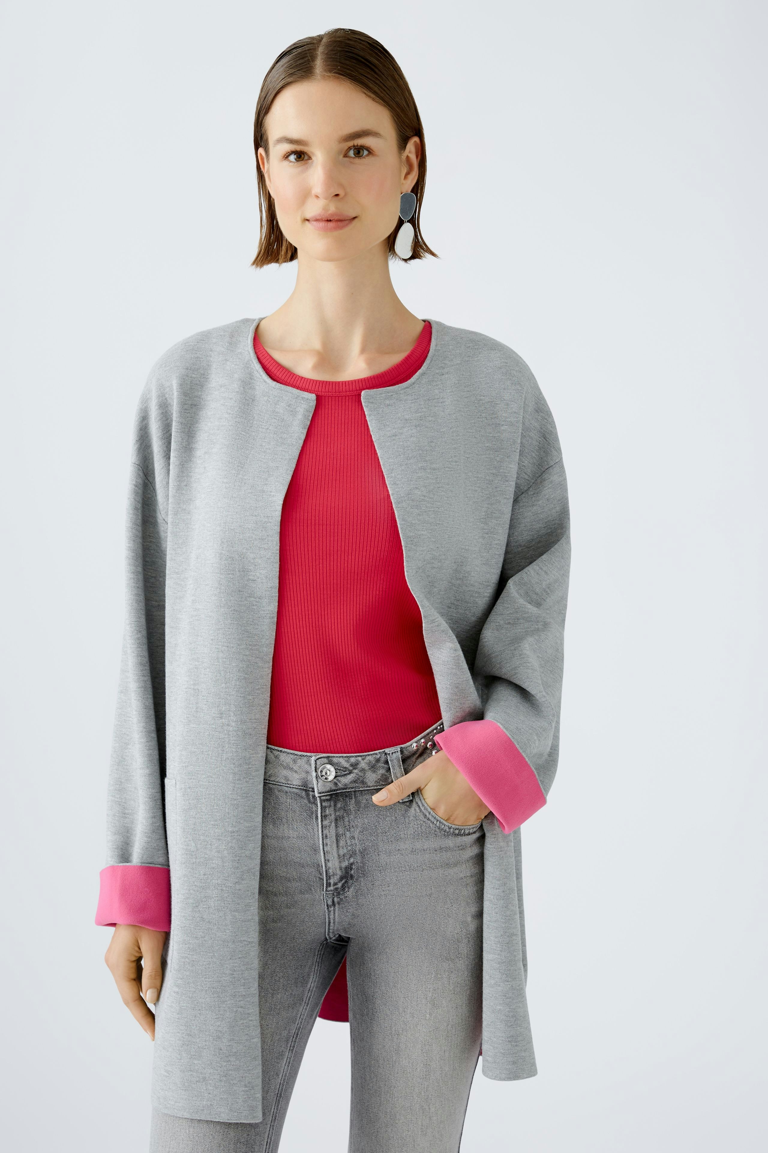 Bild 2 von Knitted coat - light grey red in light grey red | Oui