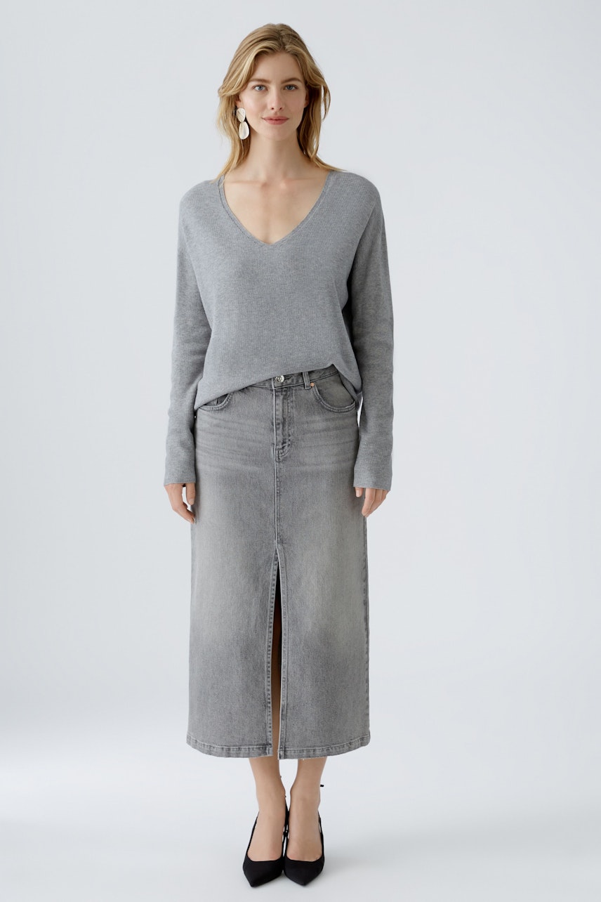 Bild 1 von Denim skirt the maxi - grey denim in grey denim | Oui