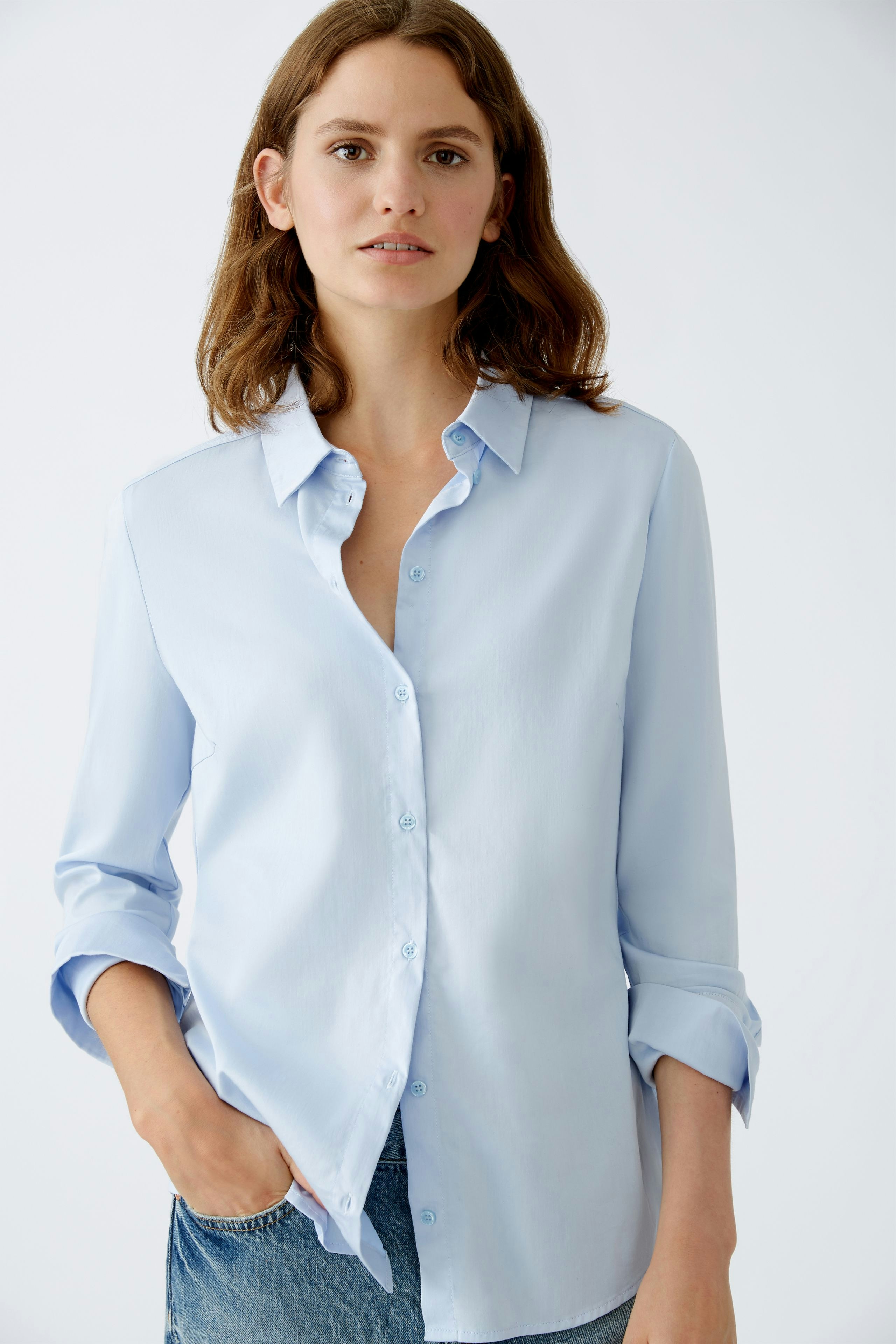 トップス Rose accent shirt blouse misty blue Rose accent shirt blouse misty blue