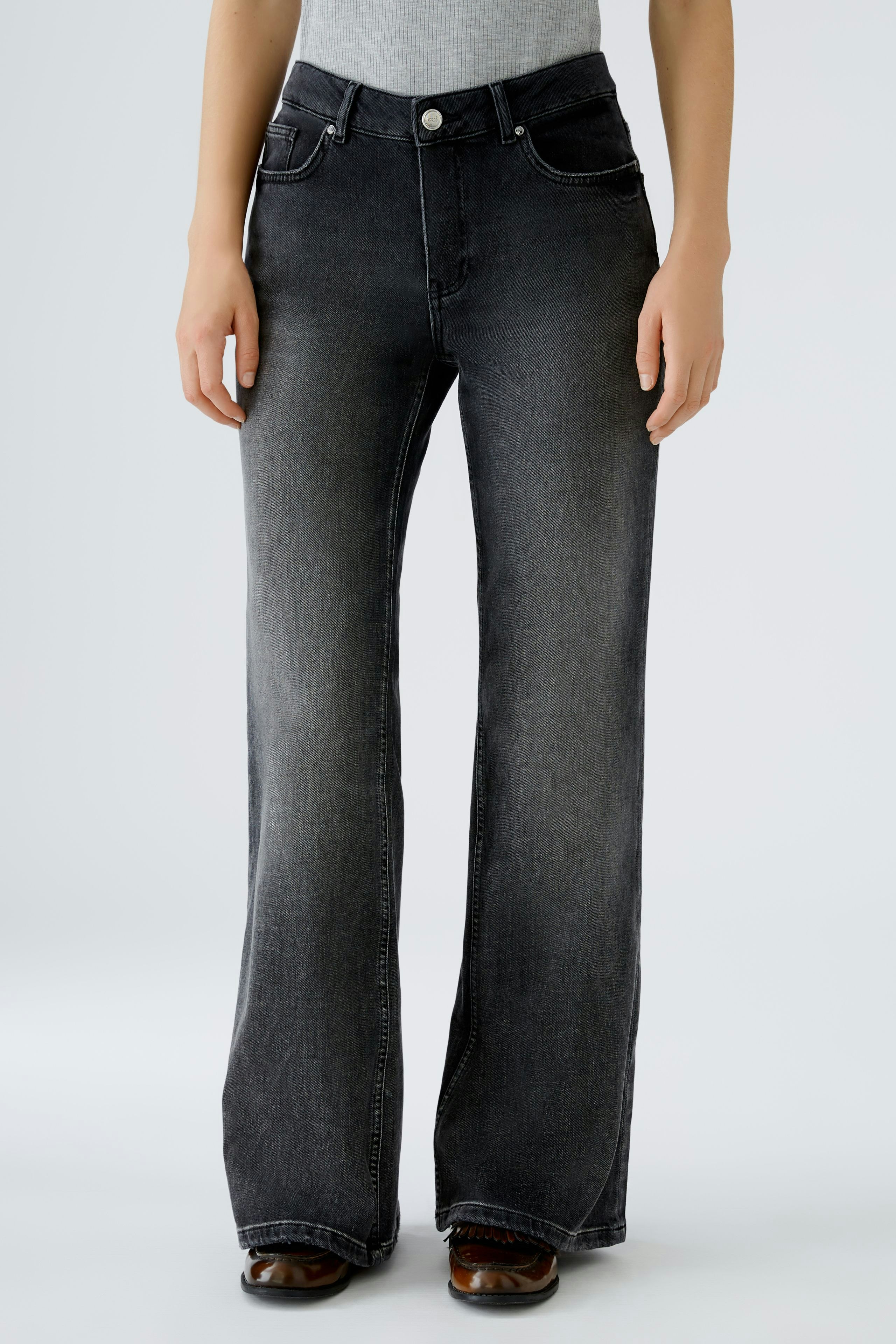 RELAXED FLARED jeans - darkgrey denim
