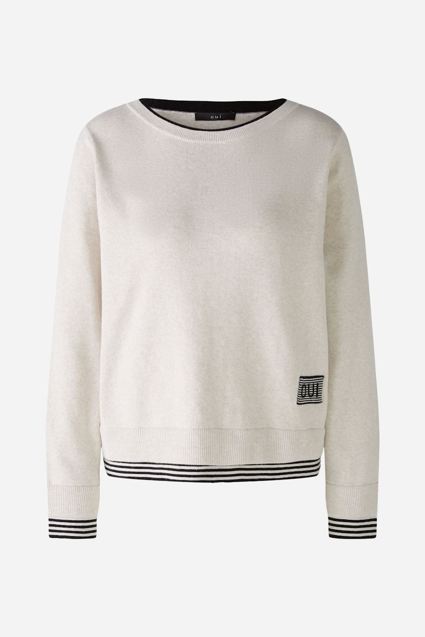 Bild 6 von LEEZA Pullover - white black in white black | Oui