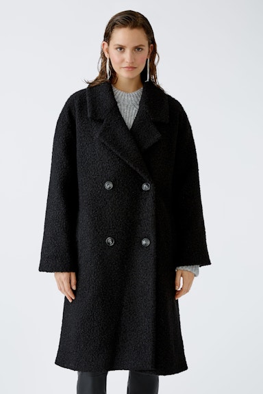 Bild 3 von Coat bouclé fabric in black | Oui