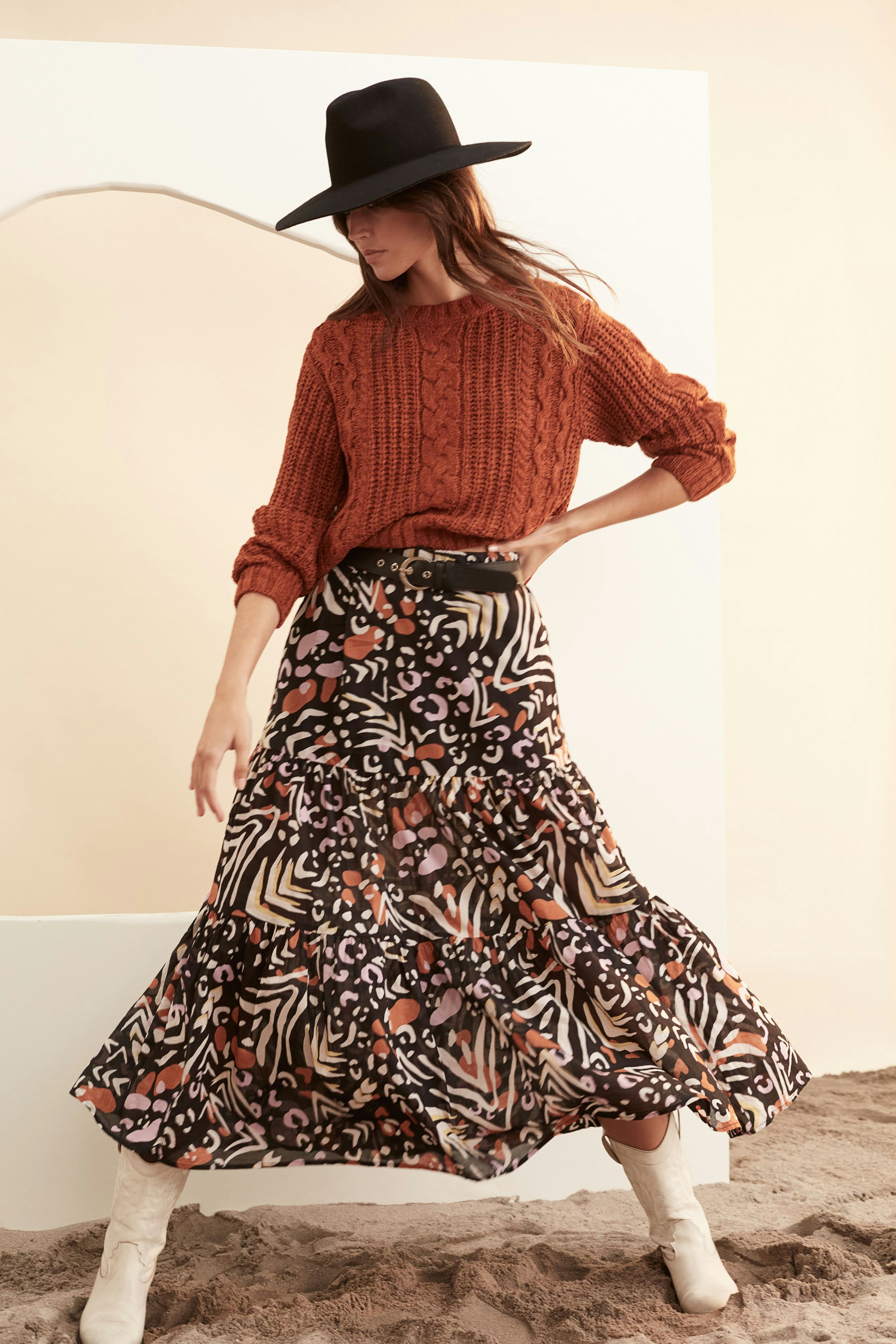 Bild 1 von Maxi skirt - black offwhite in black offwhite | Oui