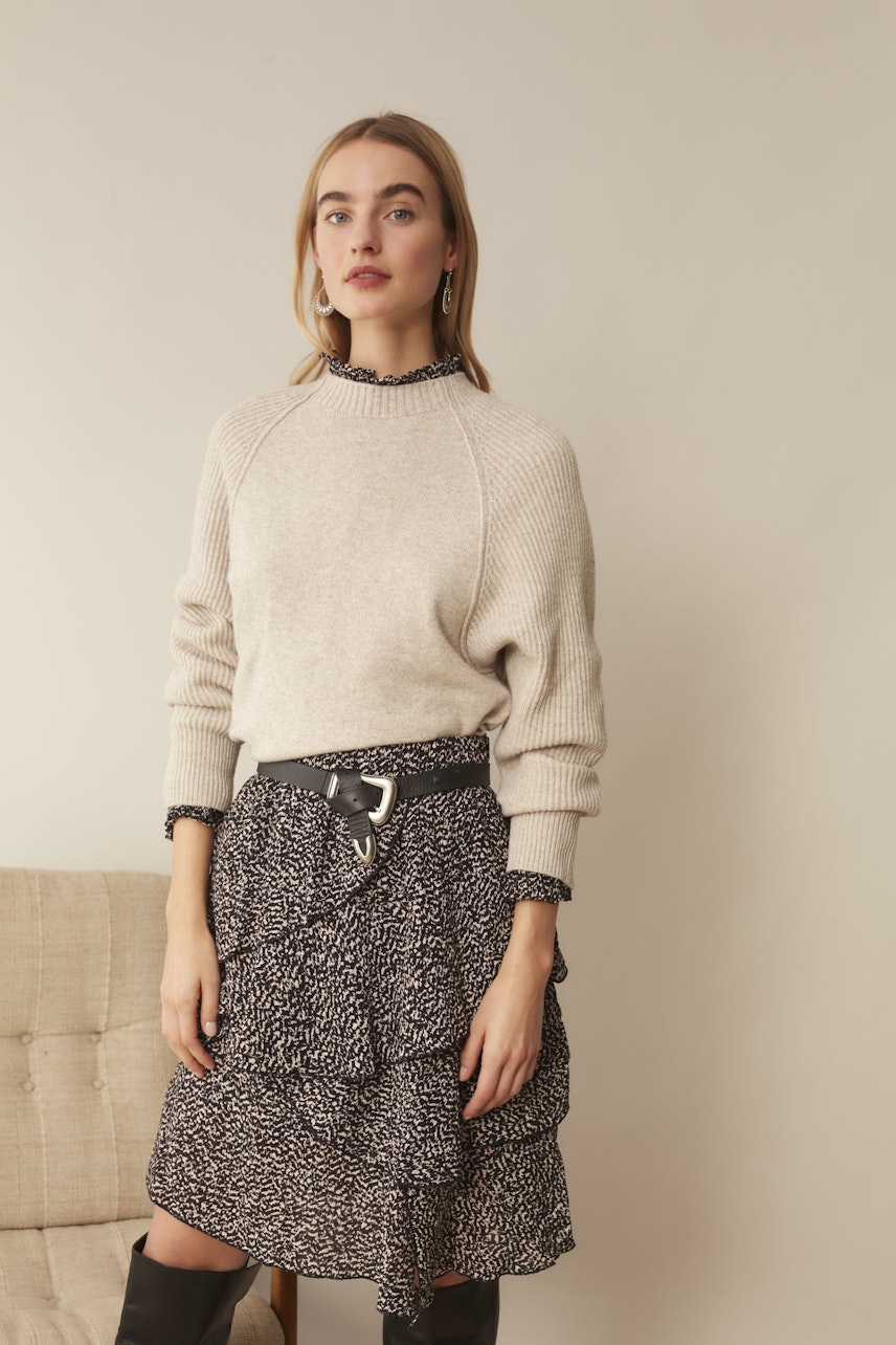 Bild 7 von Midi skirt - black offwhite in black offwhite | Oui