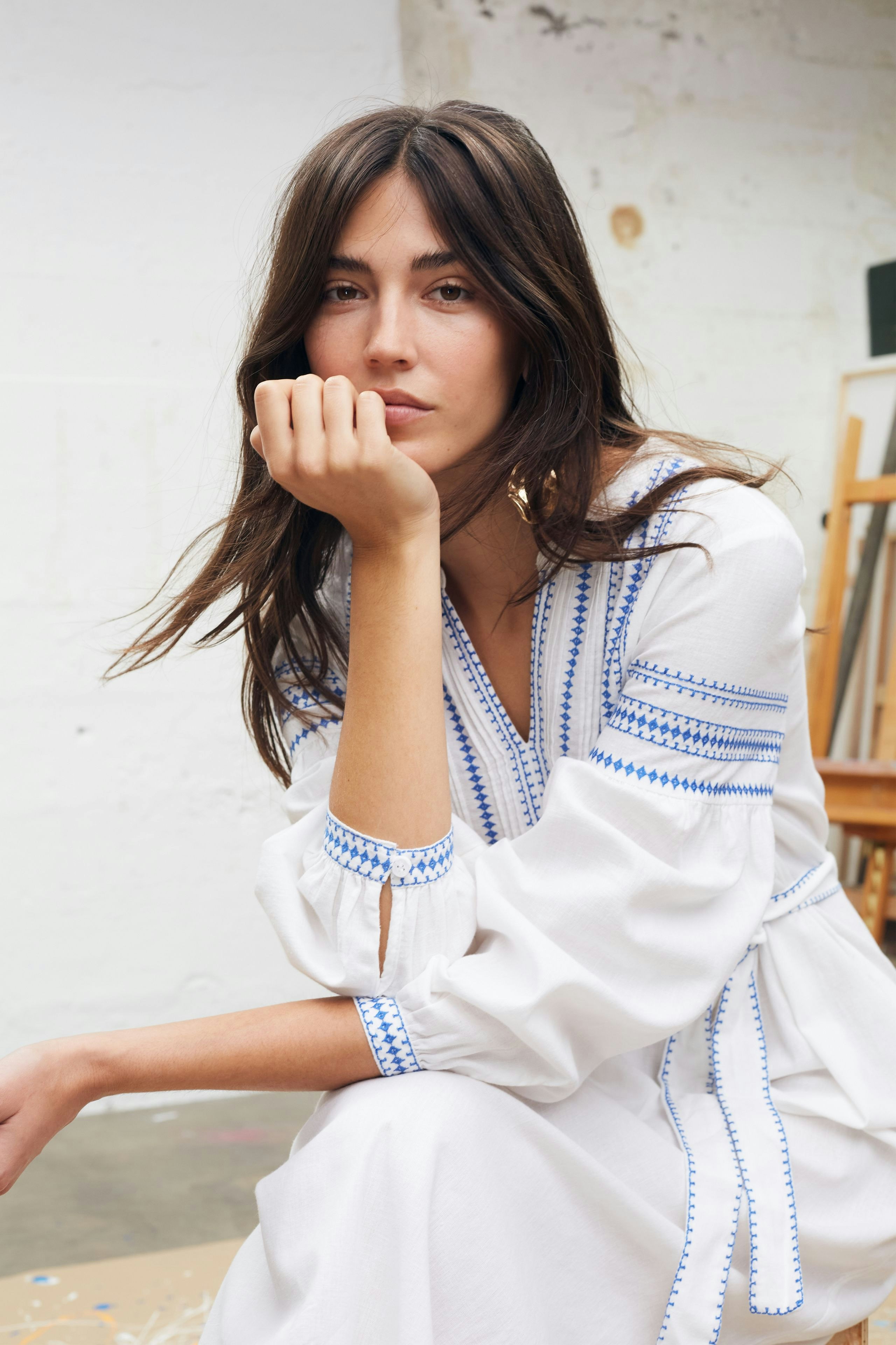 Bild 7 von Maxi dress - white blue in white blue | Oui