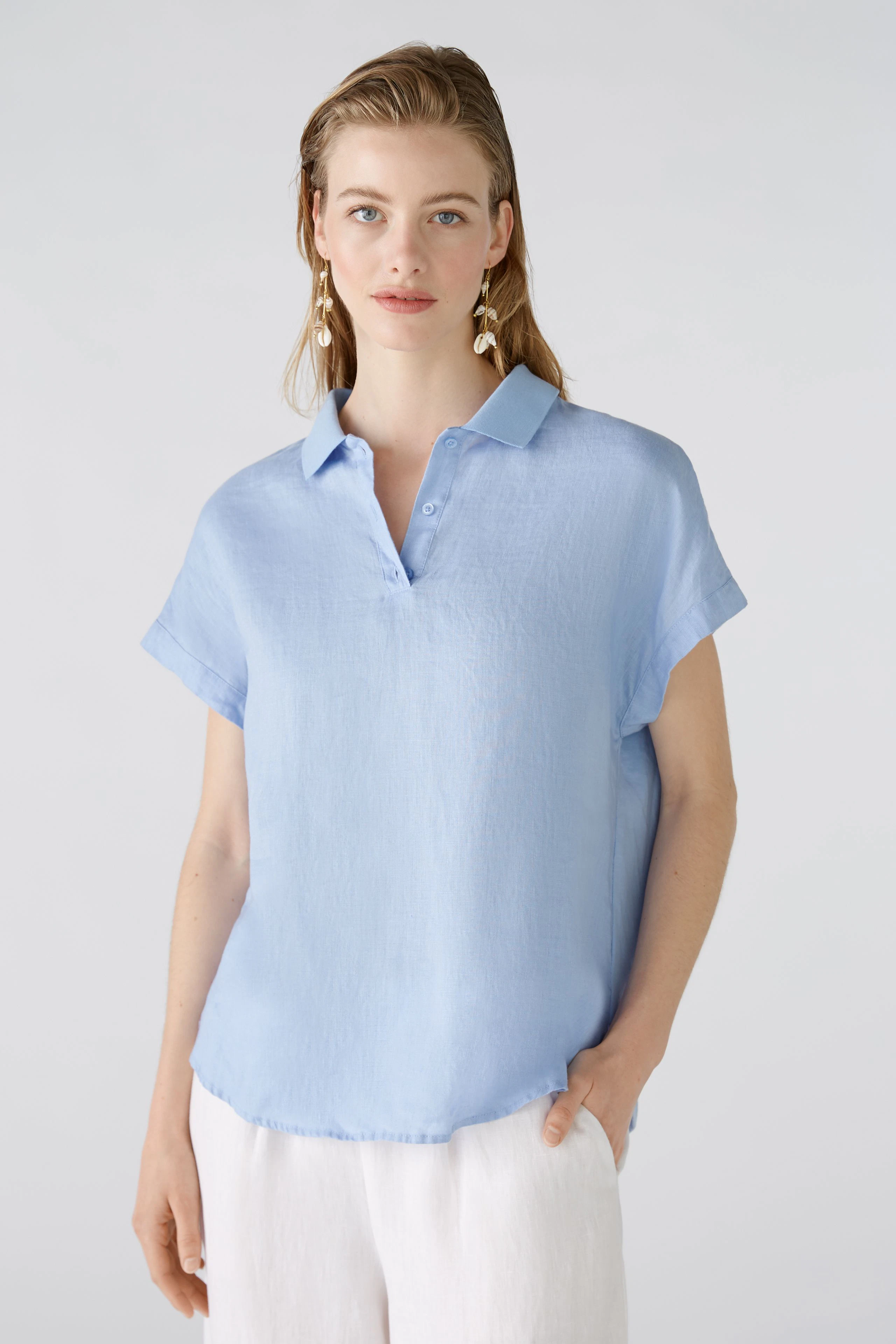Image 3 of Linen blouse - light blue in light blue | Oui