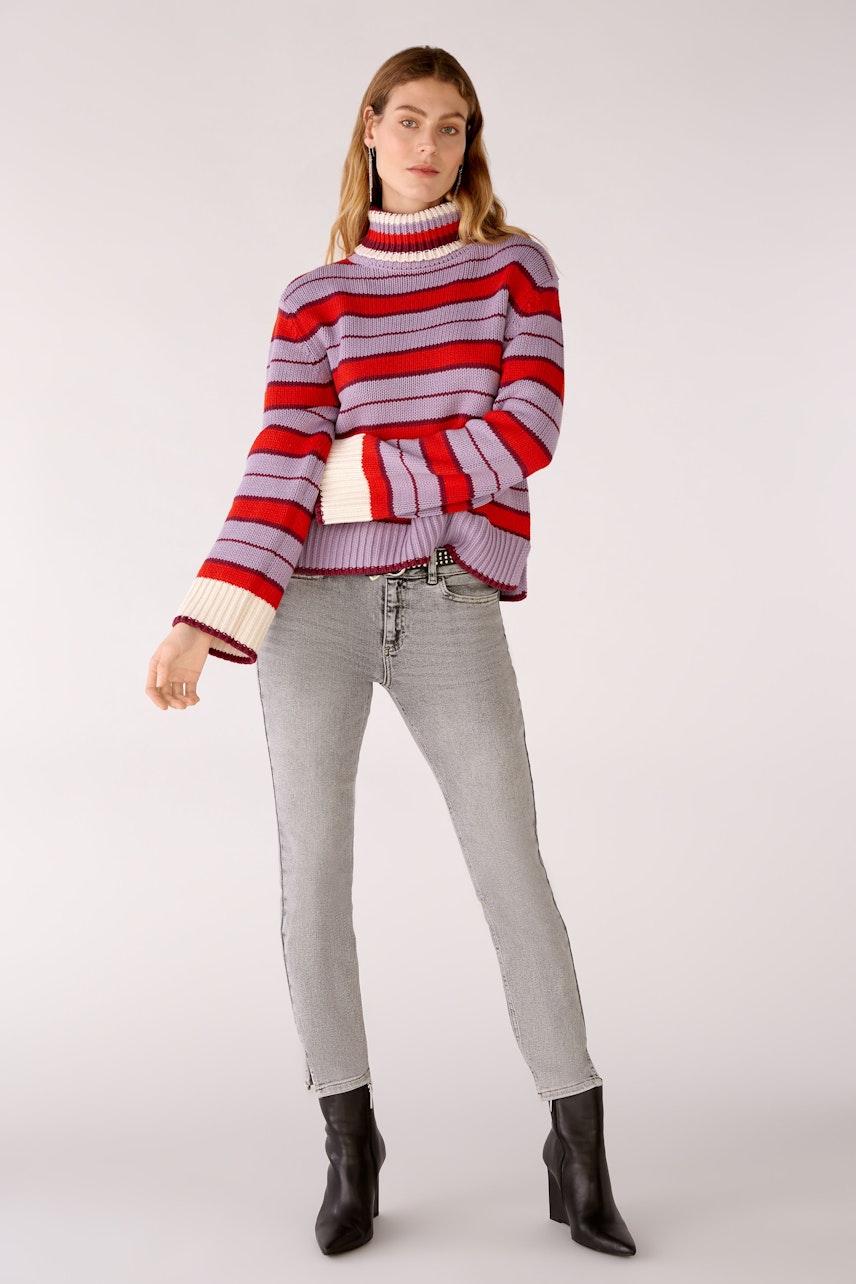 Bild 2 von Striped Embroidered Sweater - lilac red in lilac red | Oui