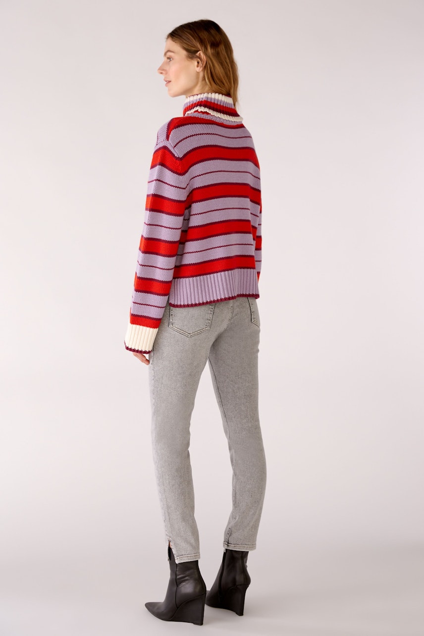 Bild 4 von Striped Embroidered Sweater - lilac red in lilac red | Oui