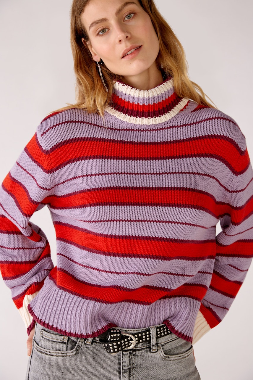 Bild 6 von Striped Embroidered Sweater - lilac red in lilac red | Oui