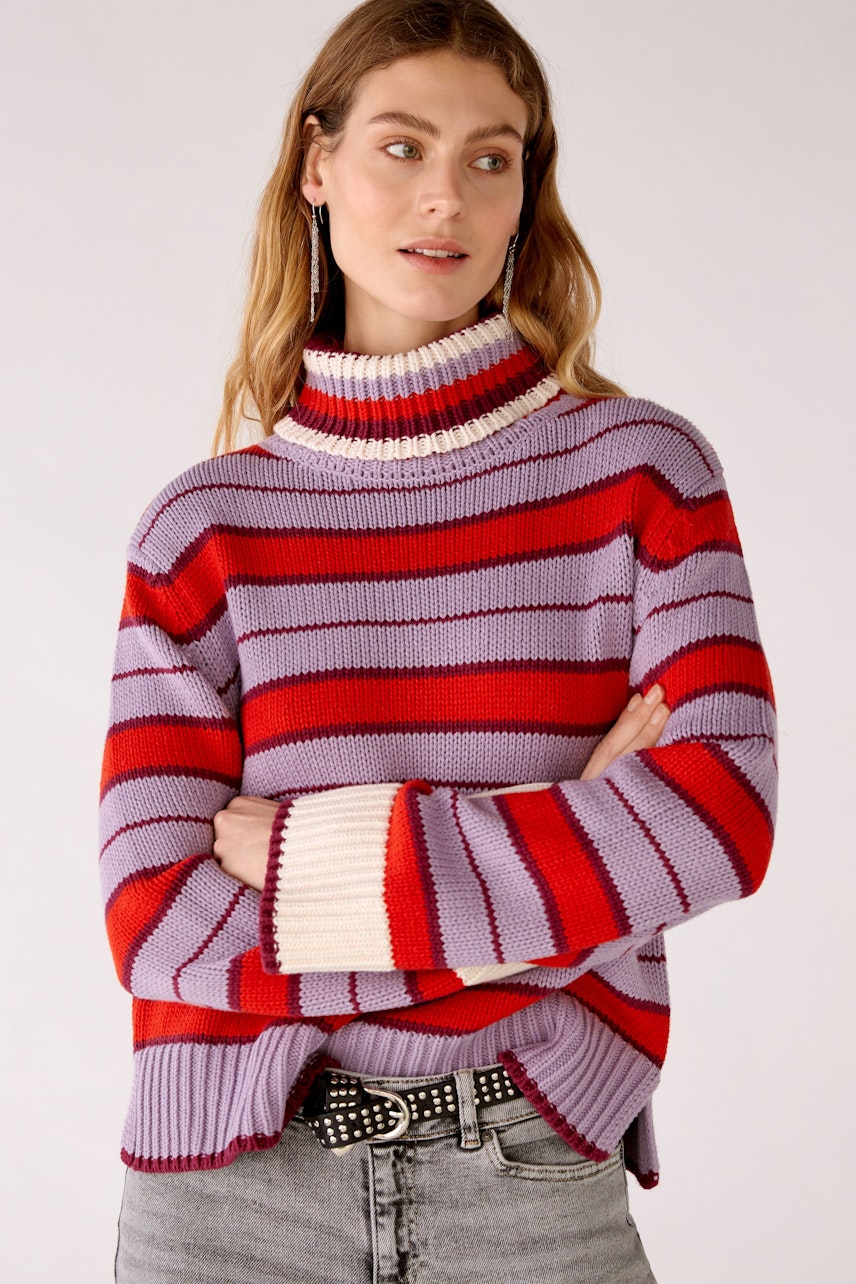 Bild 1 von Striped Embroidered Sweater - lilac red in lilac red | Oui