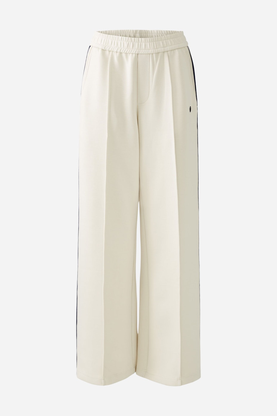 Bequeme Damen-Hose in hellem Beige mit weitem Schnitt und elastischem Bund für lässige Looks.