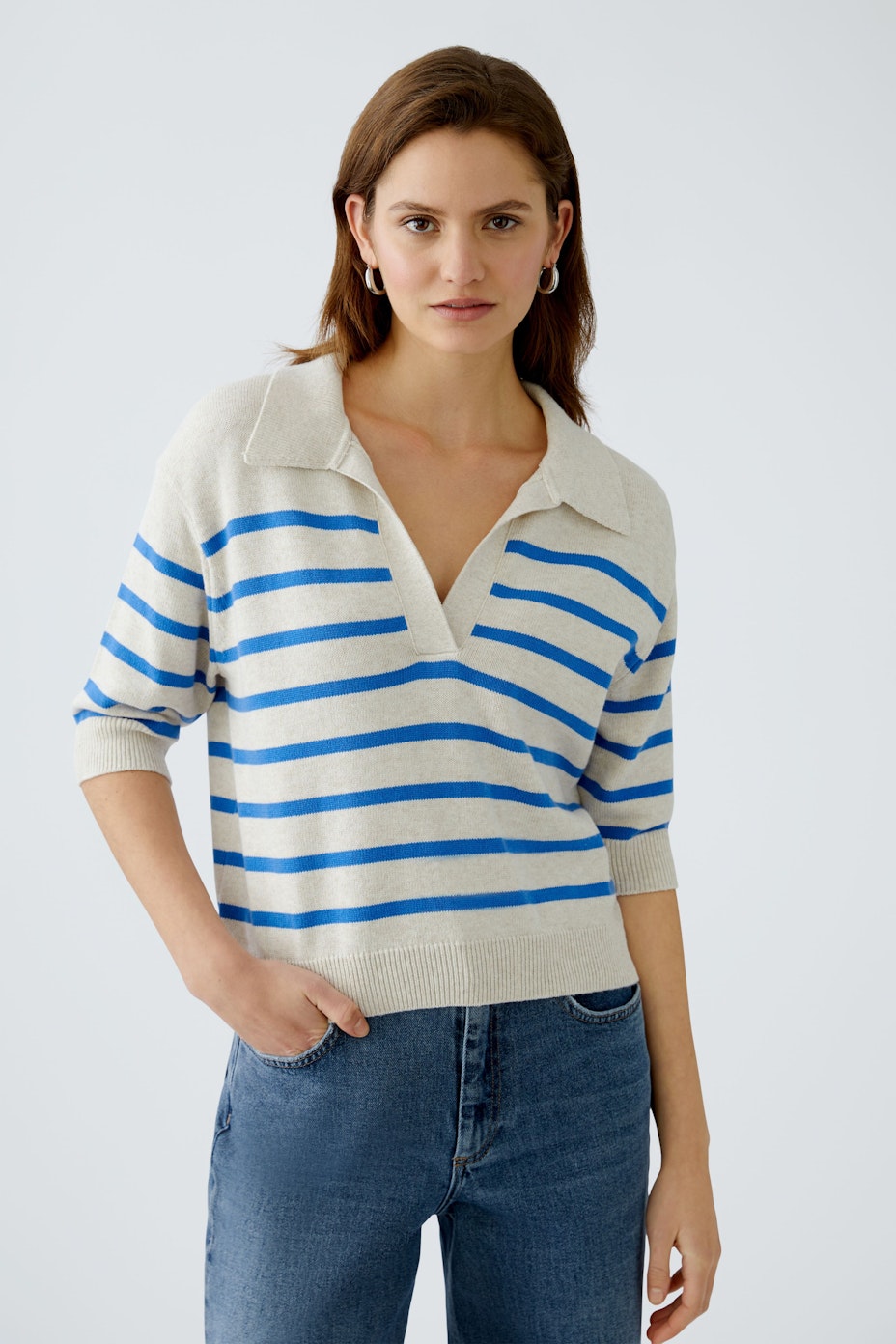 Pullover - white blue