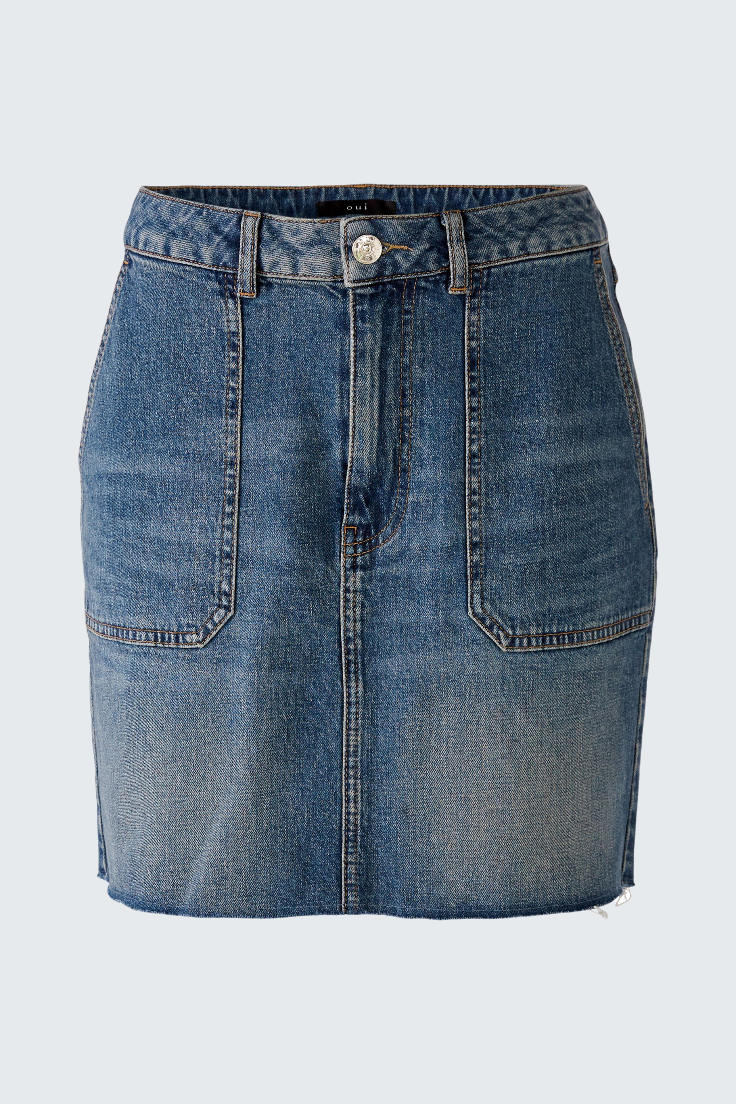Image 7 of Mini skirt - darkblue denim in darkblue denim | Oui