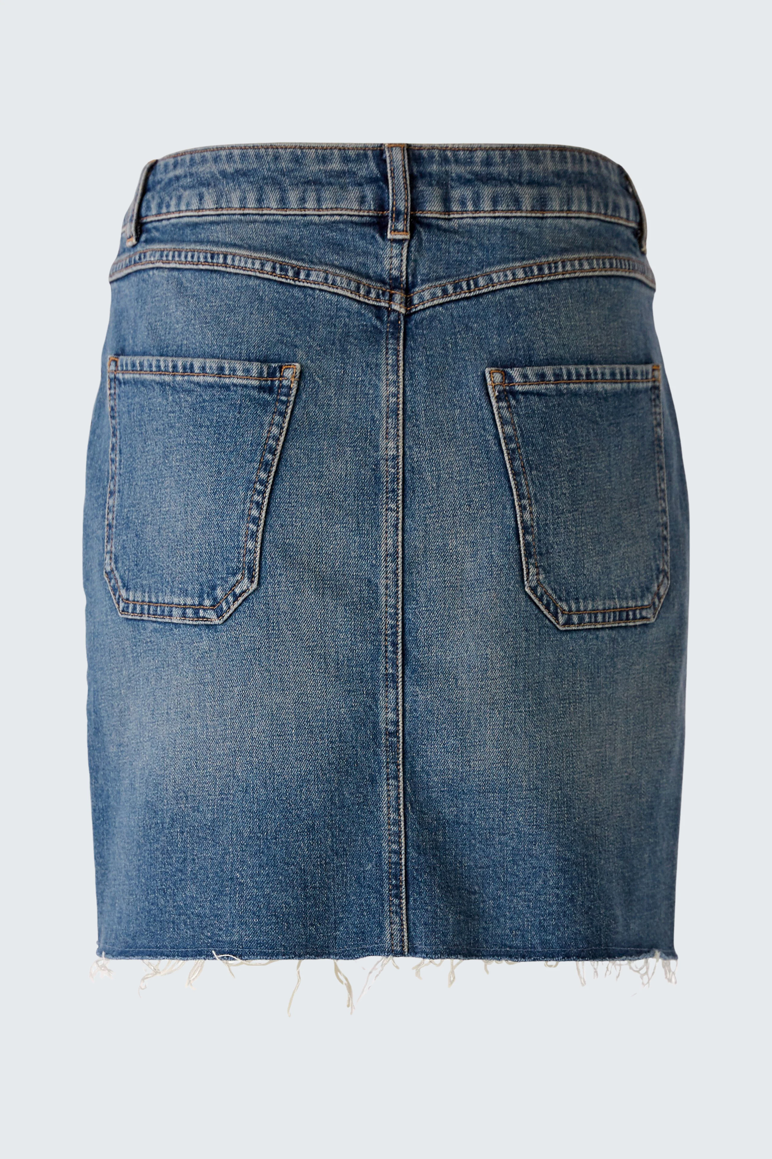 Image 8 of Mini skirt - darkblue denim in darkblue denim | Oui