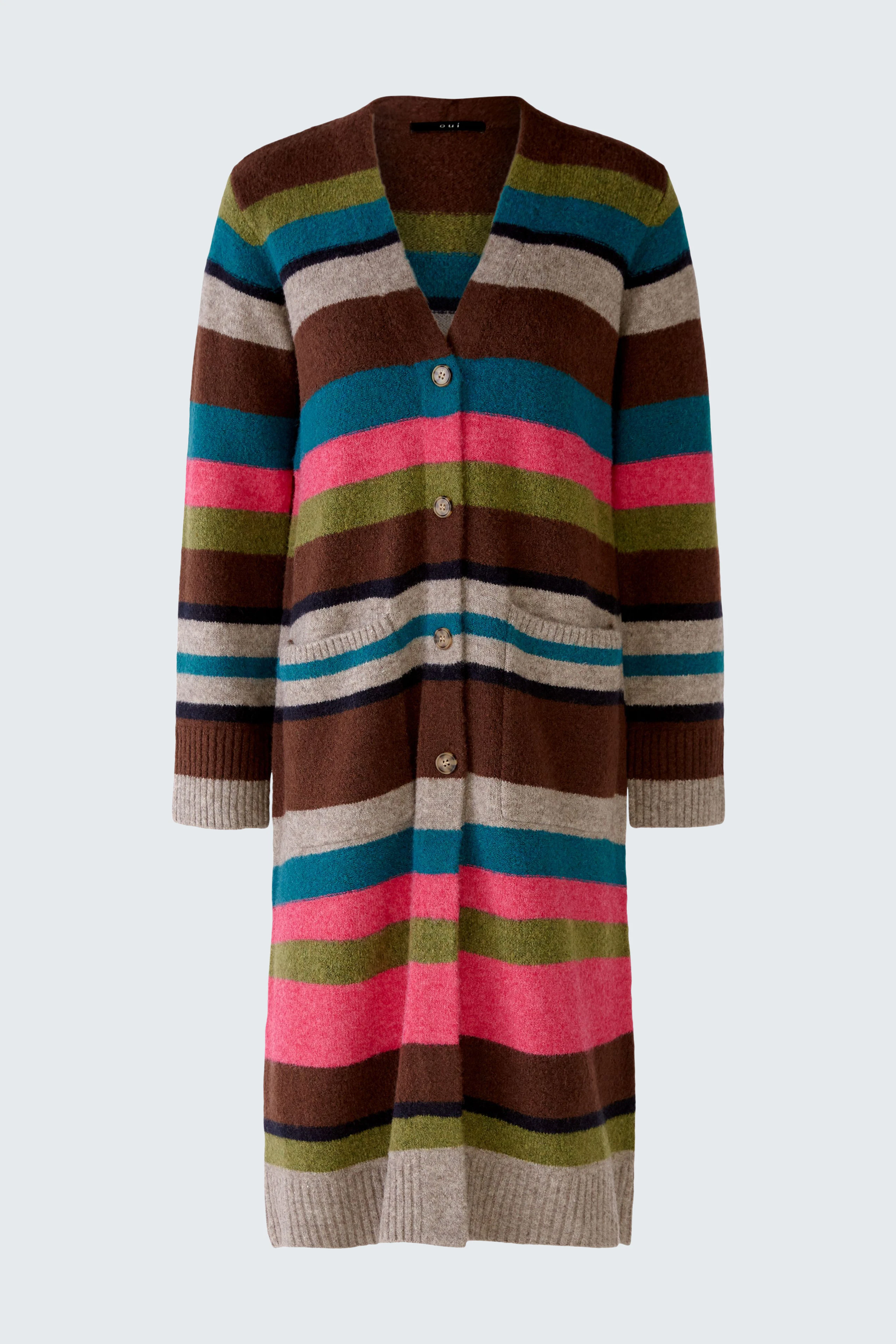 Image 7 of Knitted coat - green red in green red | Oui