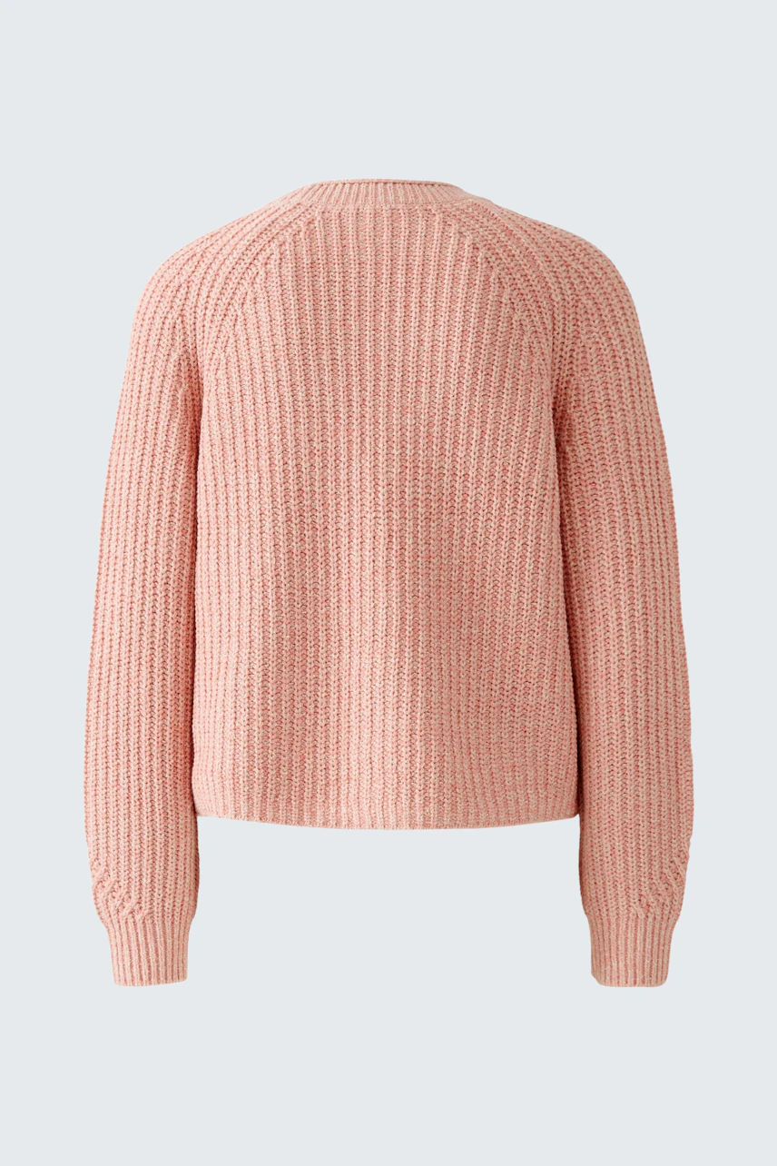 Stylish women's pullover in soft pink with a textured finish, perfect for casual wear.