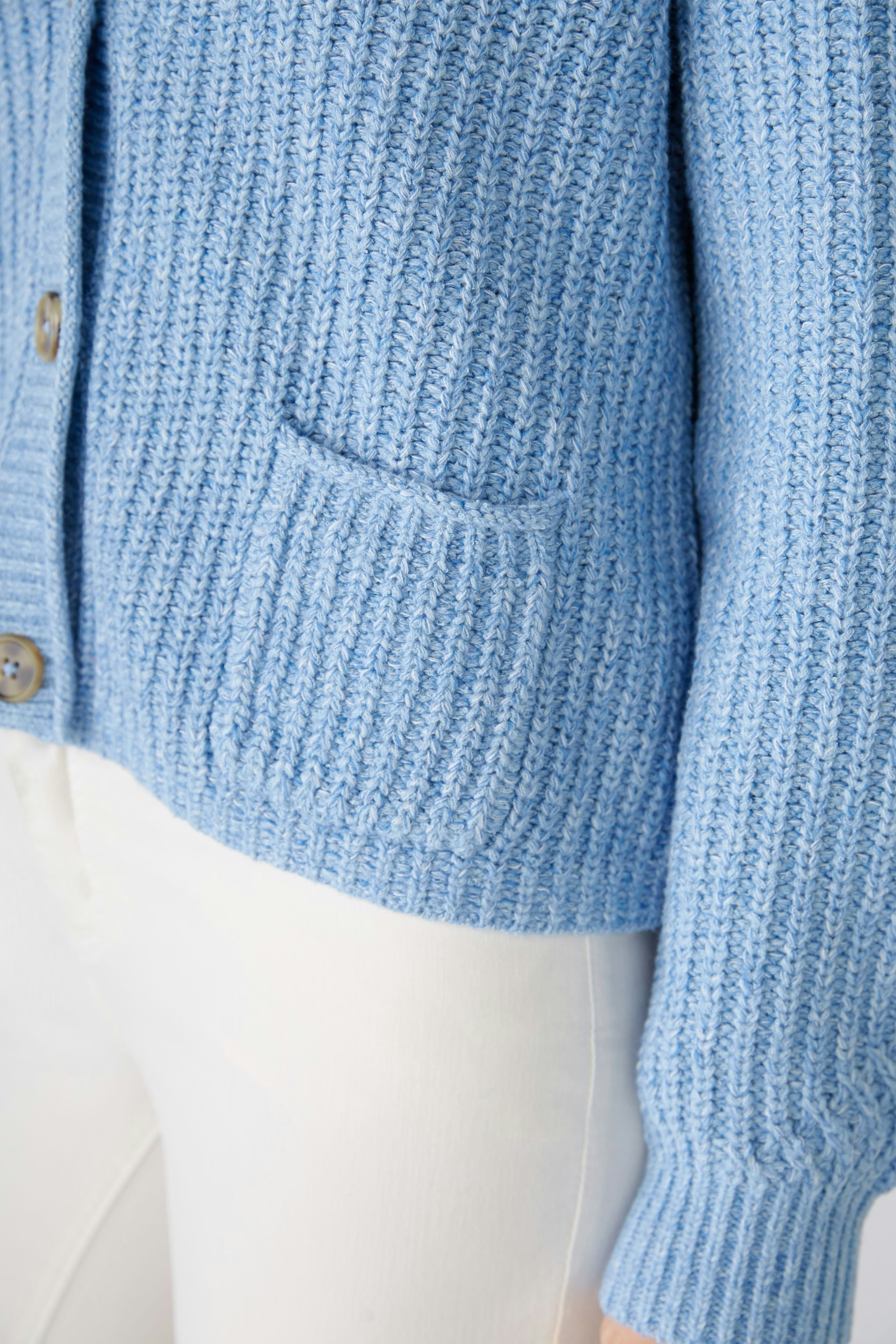 LAFONYA Knit jacket - light blue white