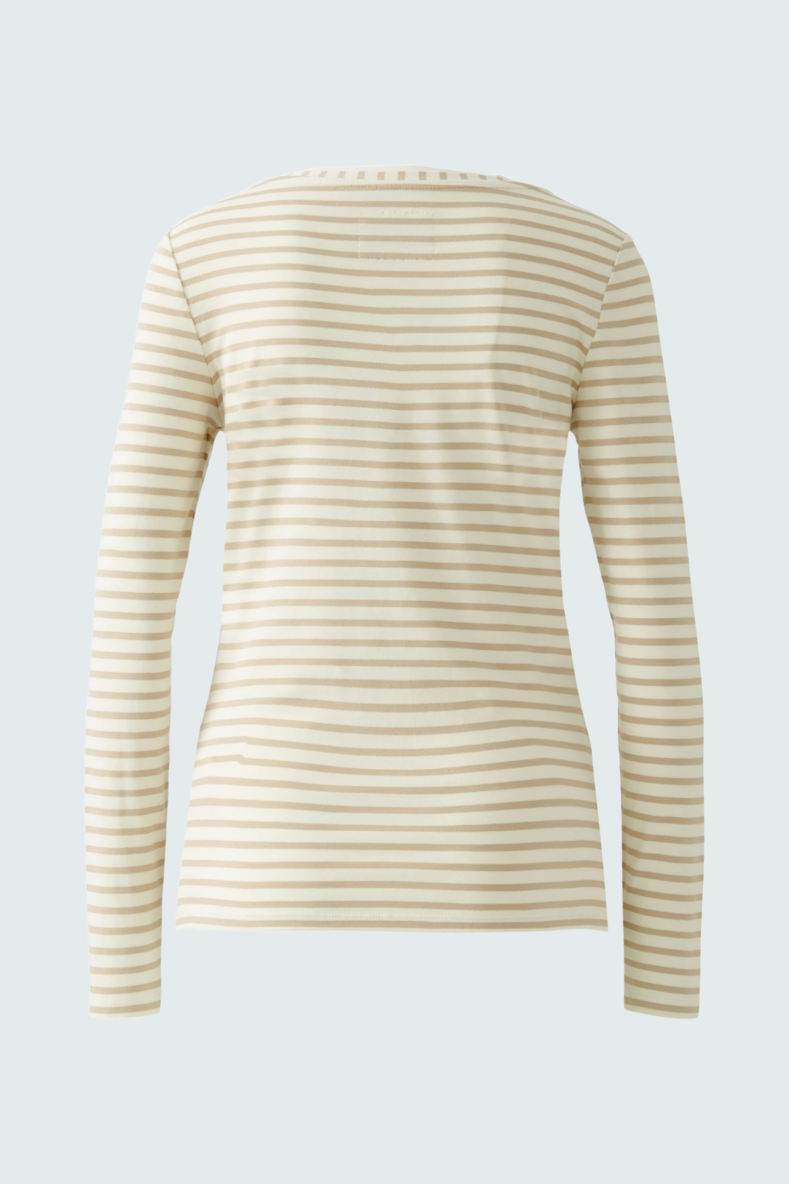 Beige Langarmshirt mit feinen Streifen, ideal für lässige Outfits