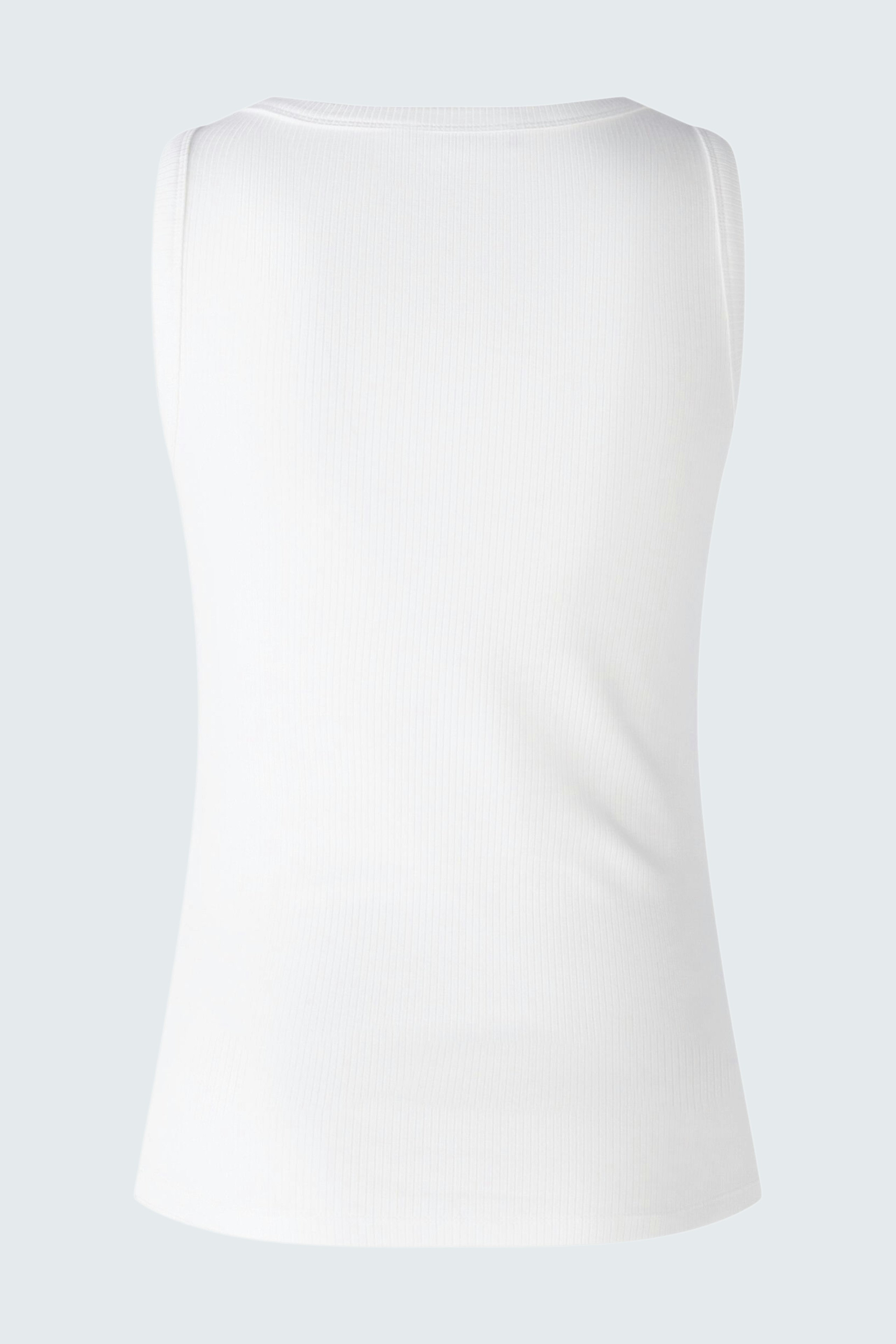 Elegantes Damen-Top: Schlichte, weiße ärmellose Bluse für einen modernen Look.