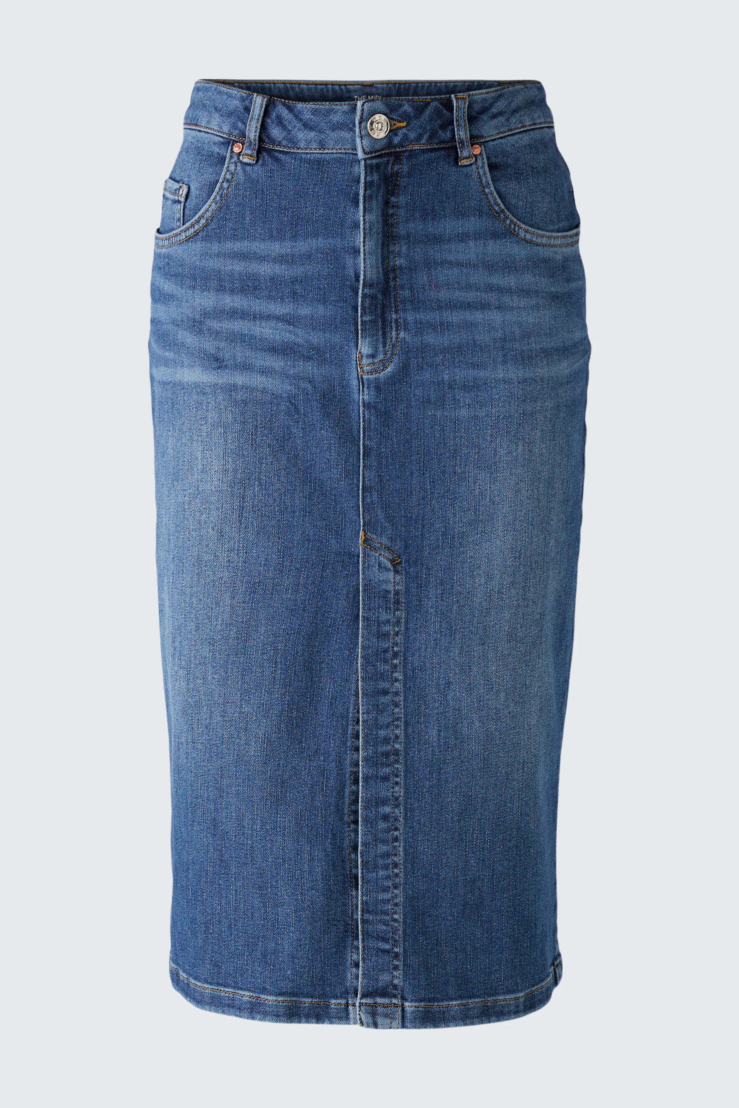 Image 7 of Denim skirt THE MIDI - darkblue denim in darkblue denim | Oui