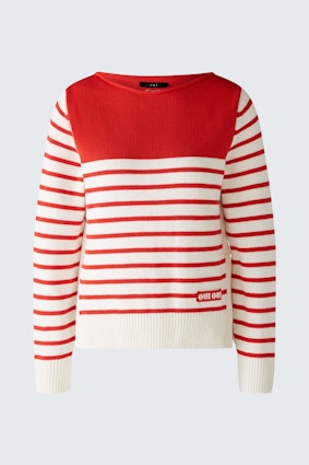 Pullover - white red