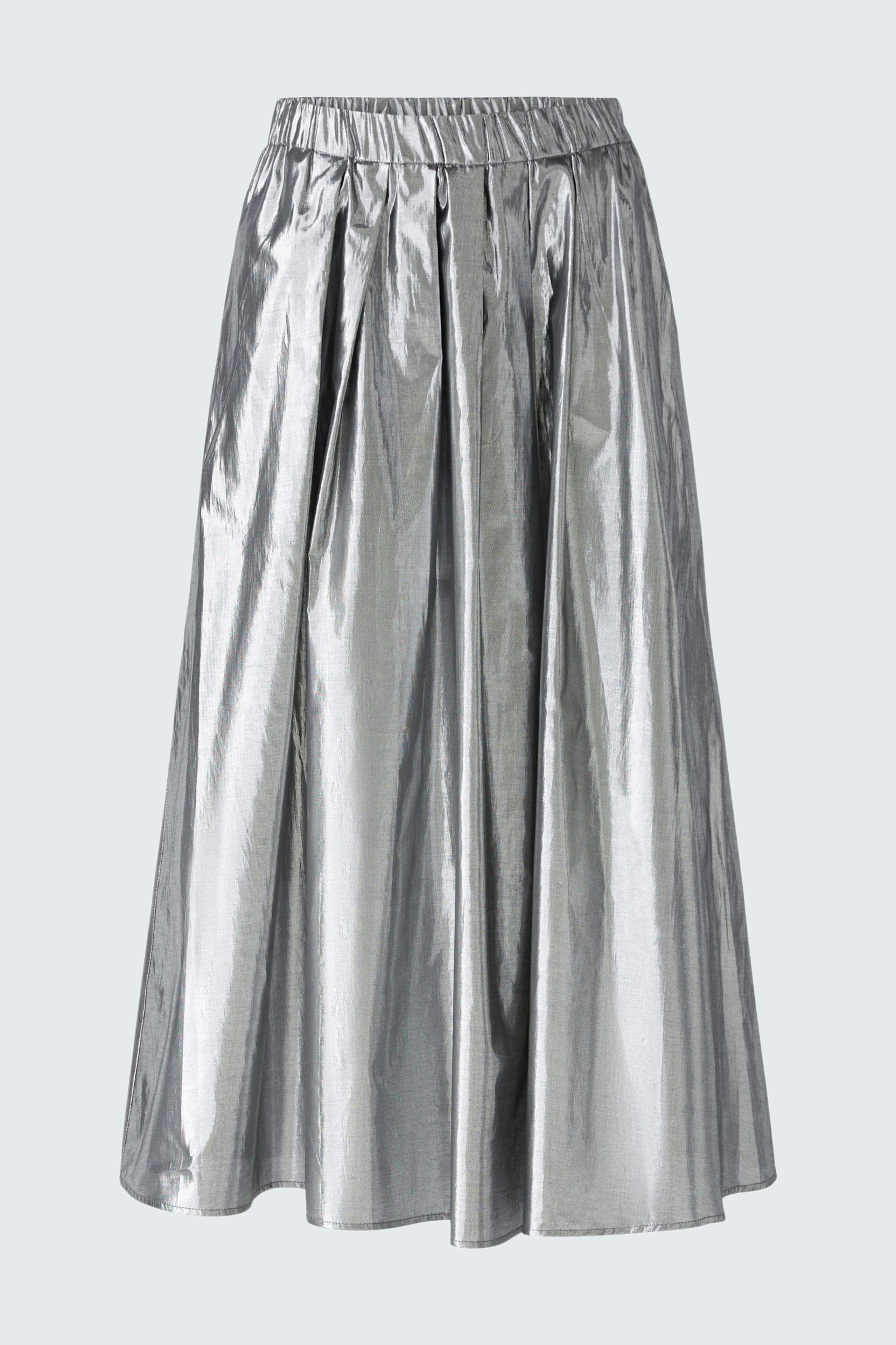 スカート her praha - gatherd skirt silver Leather skirt - Silver