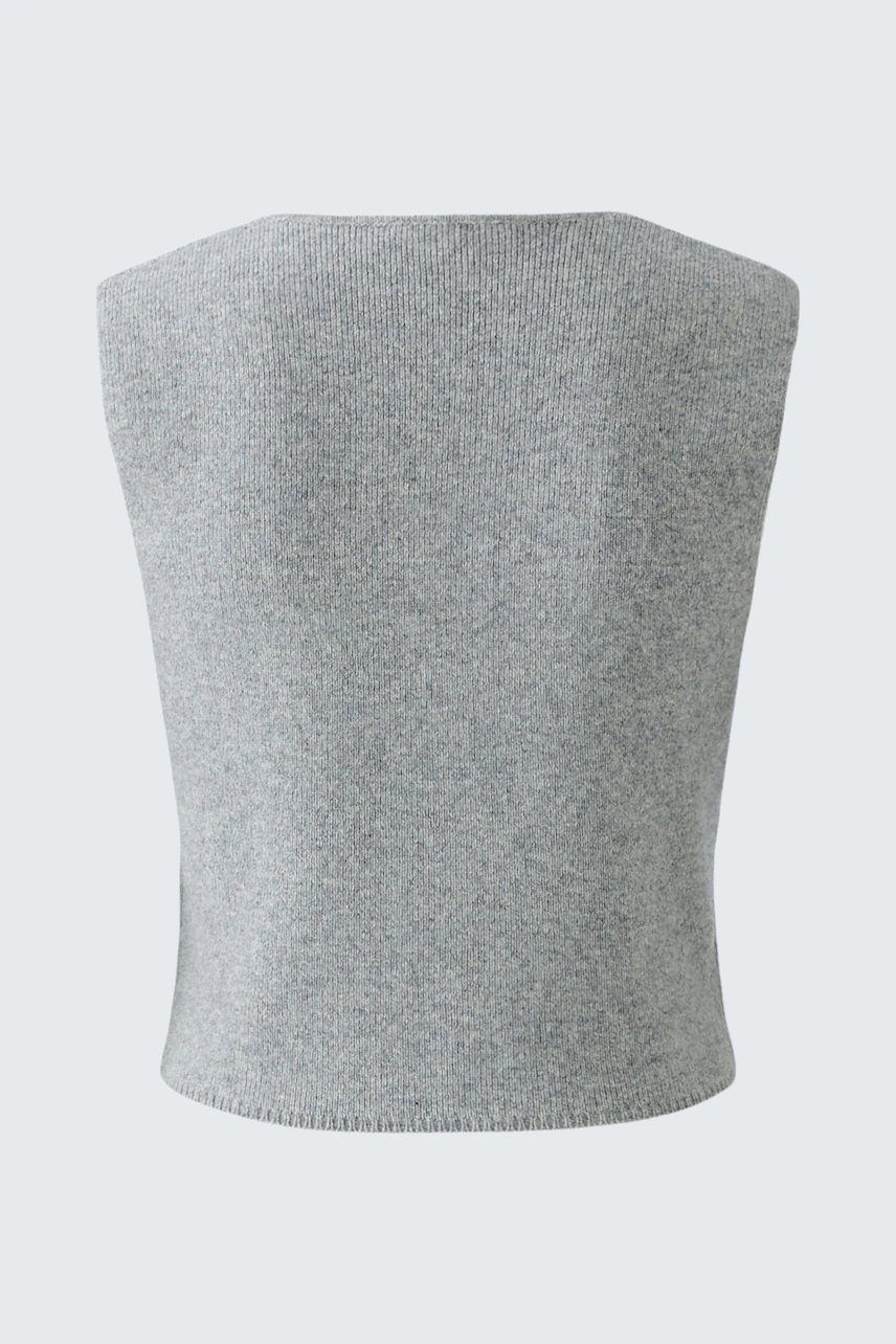 Image 8 of Knitted waistcoat - river stone in river stone | Oui