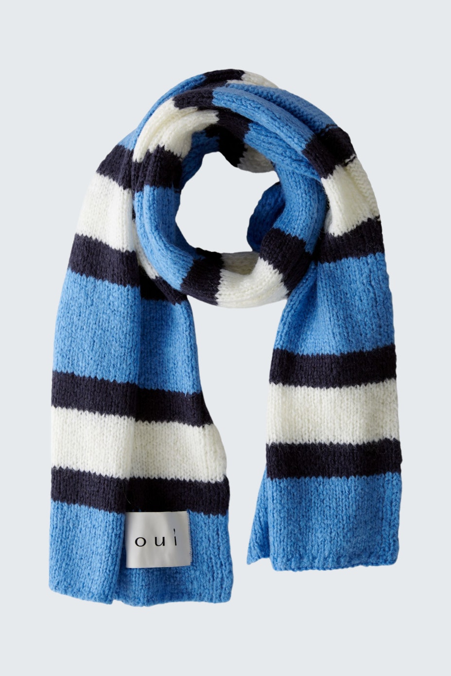 Knitted scarf - blue white