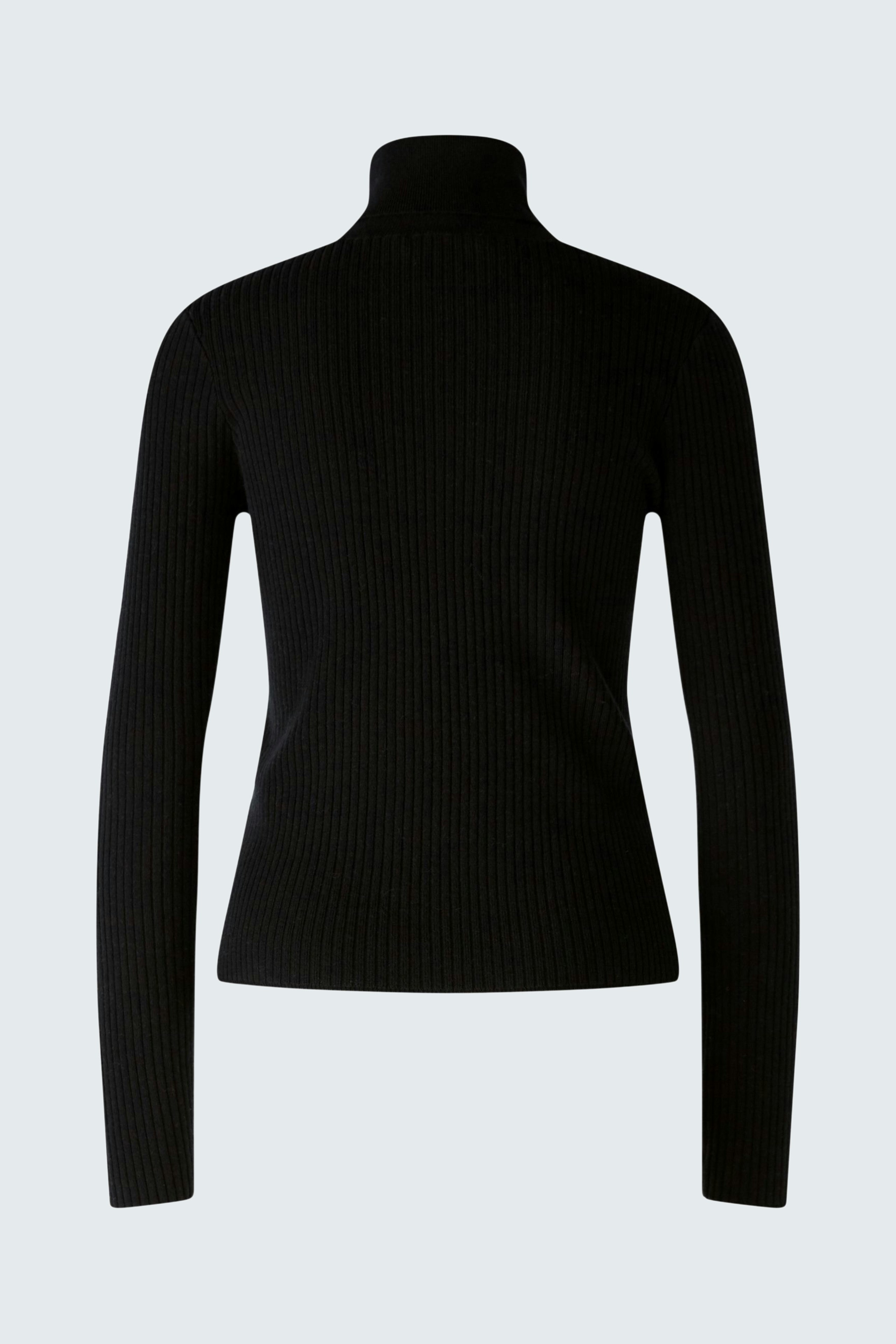 Elegant women's pullover in black with a high neck, perfect for stylish layering.