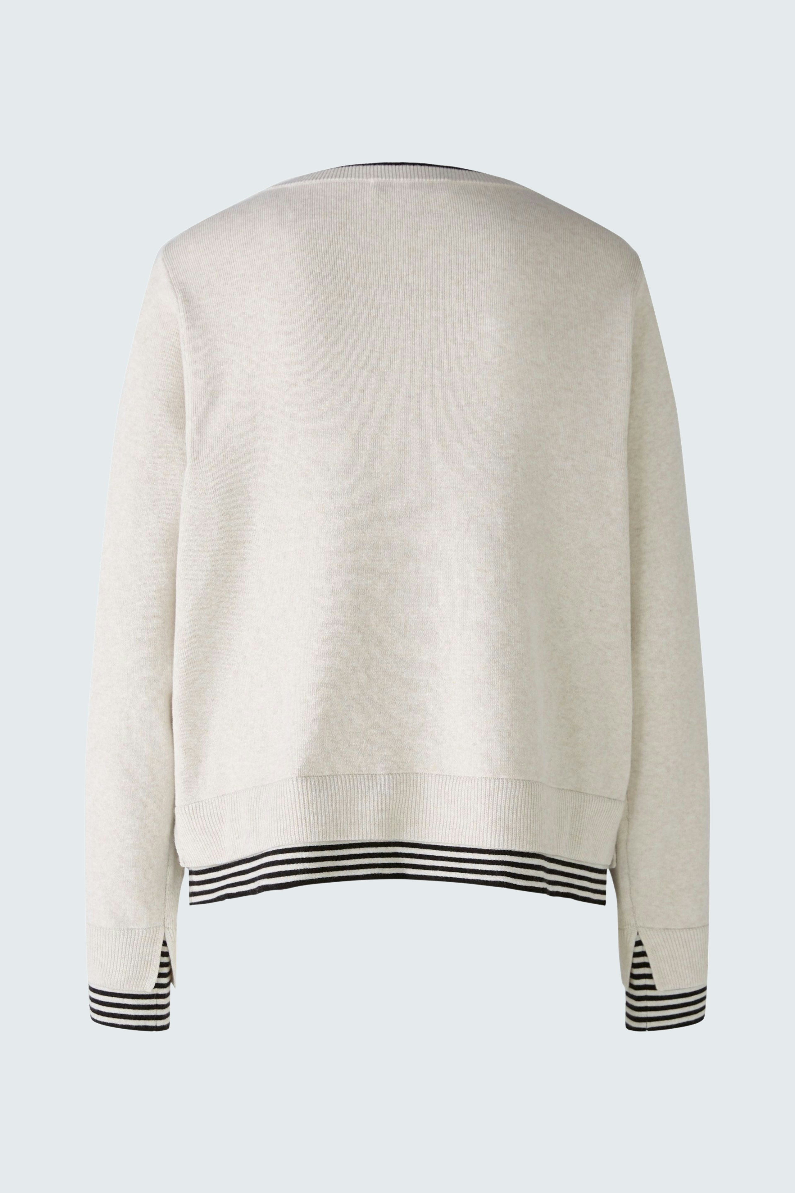Casual women's pullover: Light gray with striped cuffs, perfect for a relaxed look.