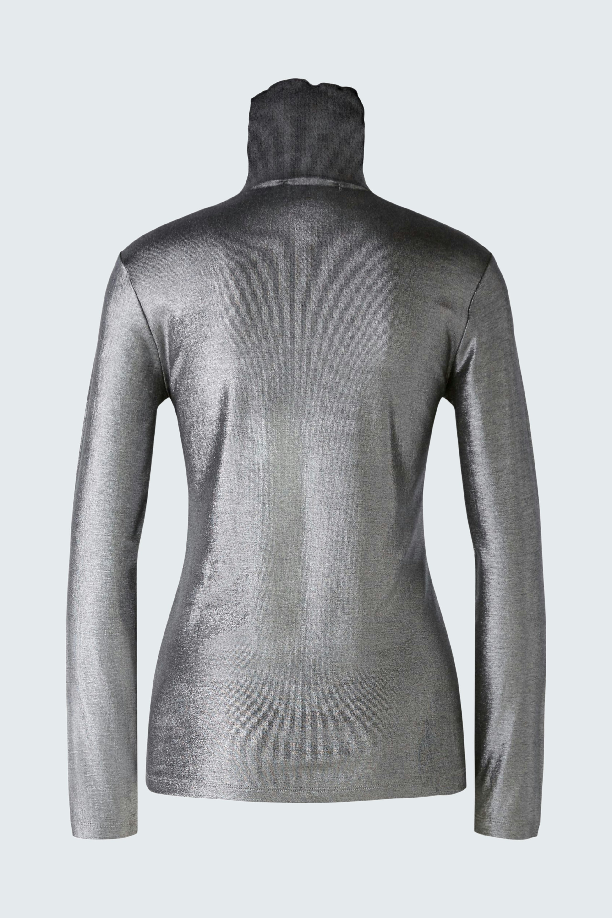 Stylish women's long-sleeve shirt in a sleek gray design, perfect for layering.